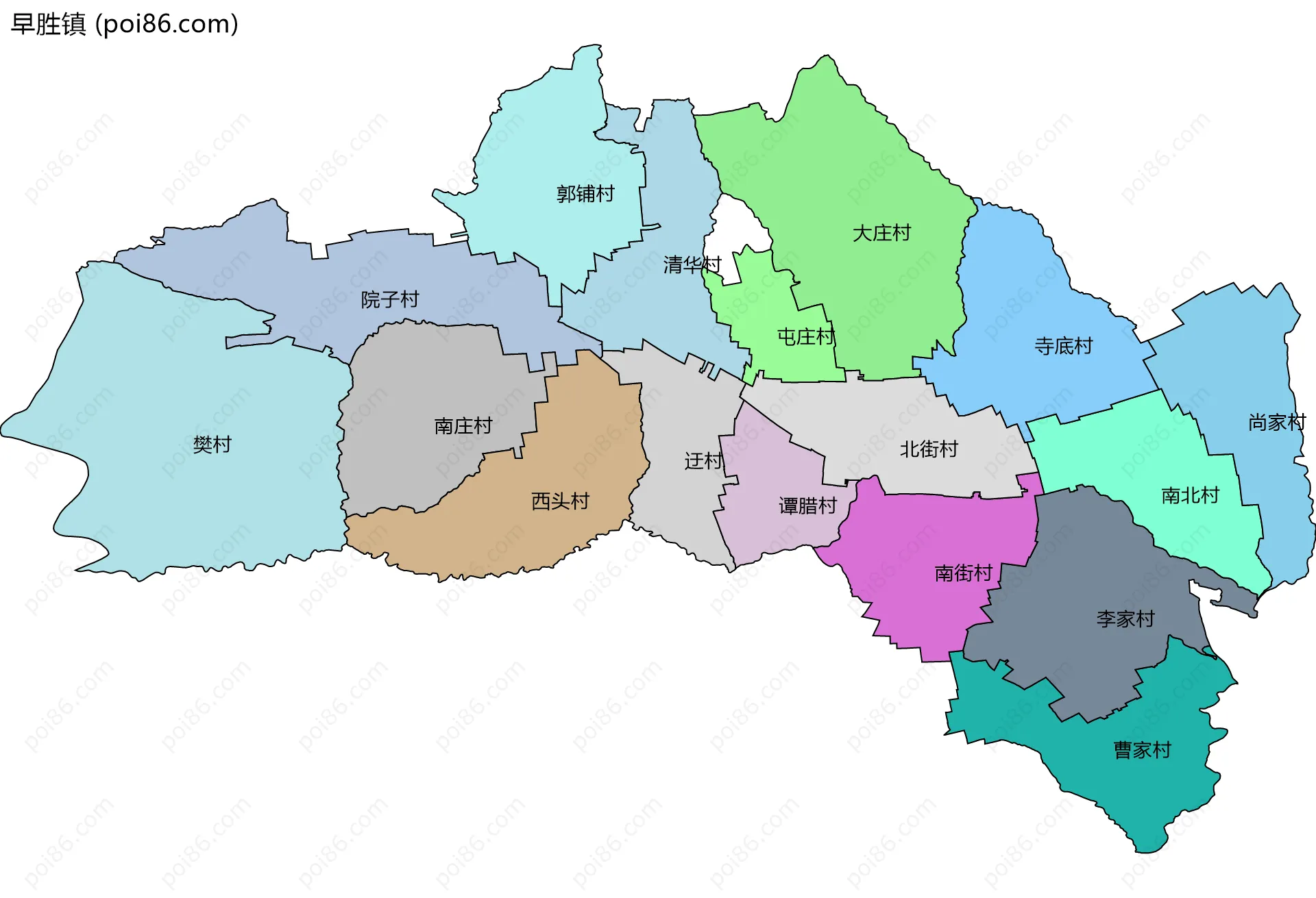 早胜镇边界地图(五级行政区划)