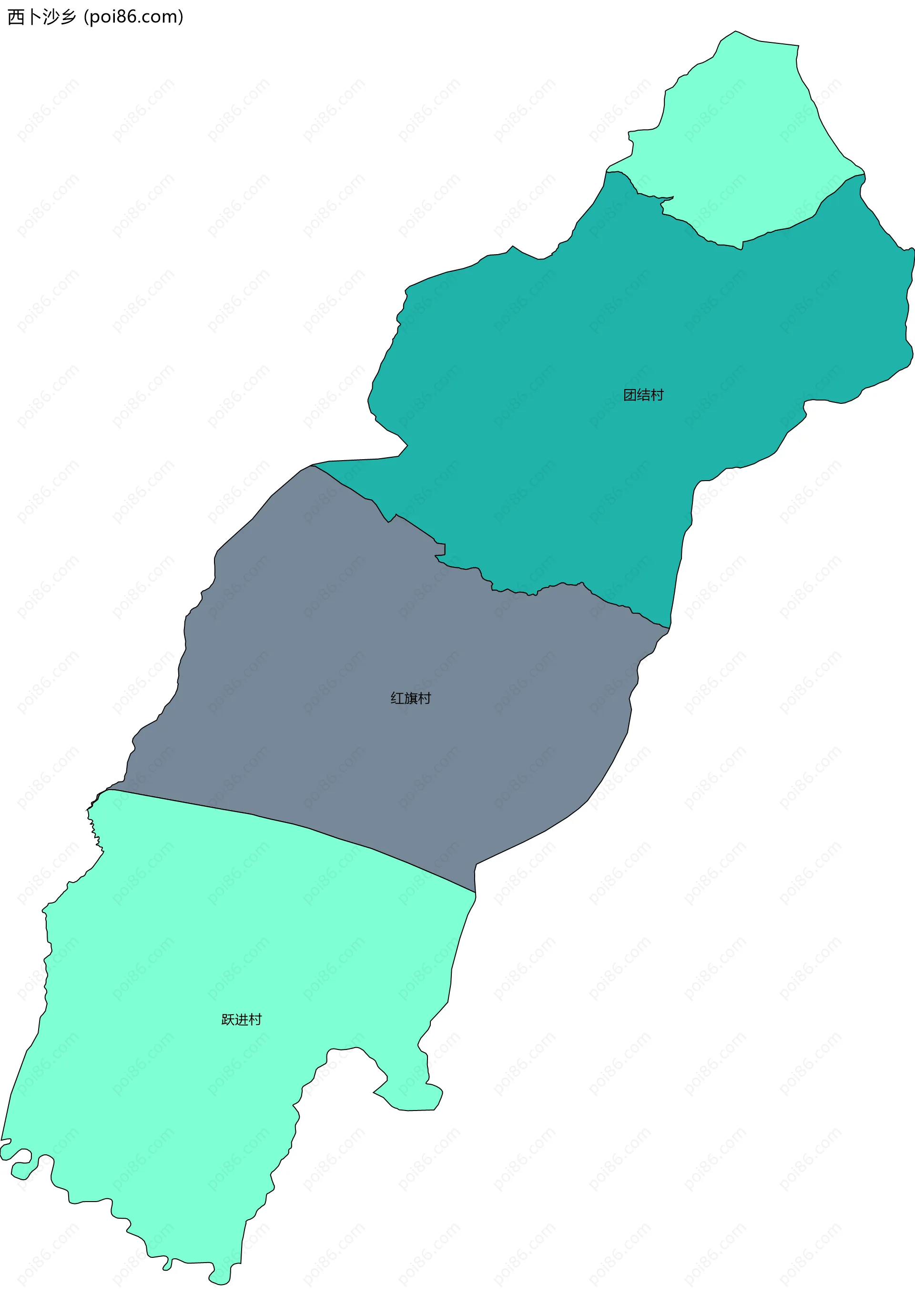 西卜沙乡边界地图(五级行政区划)