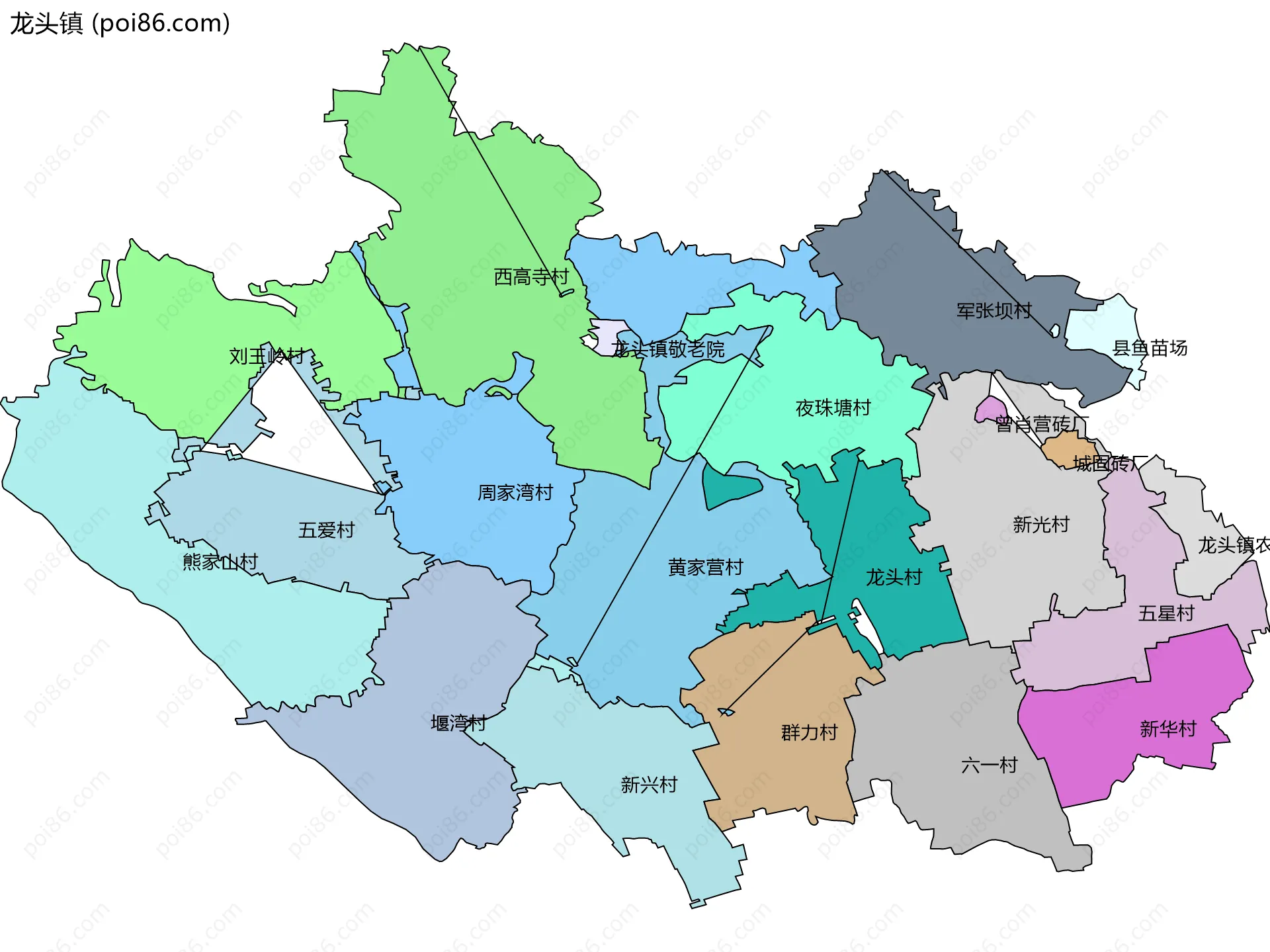 龙头镇边界地图(五级行政区划)