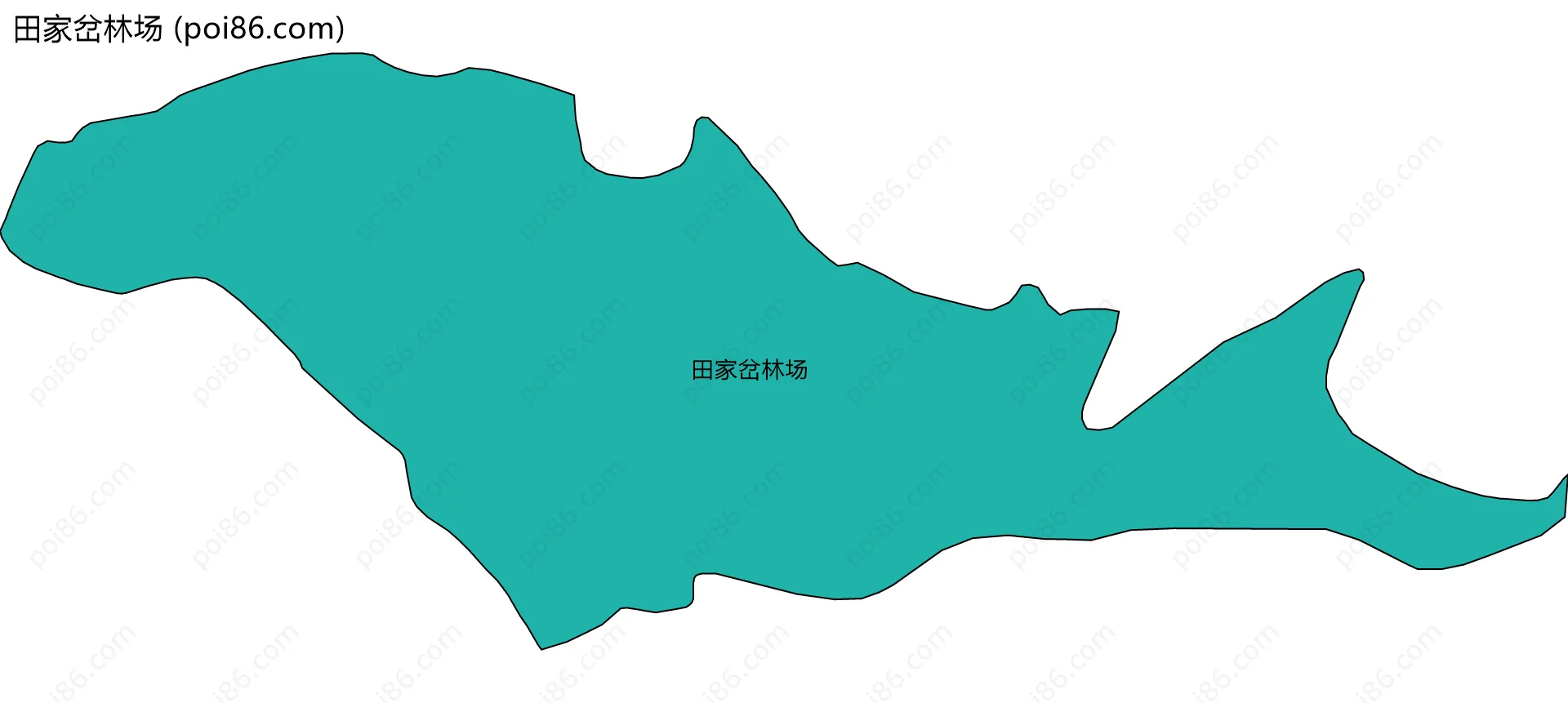 田家岔林场边界地图(五级行政区划)