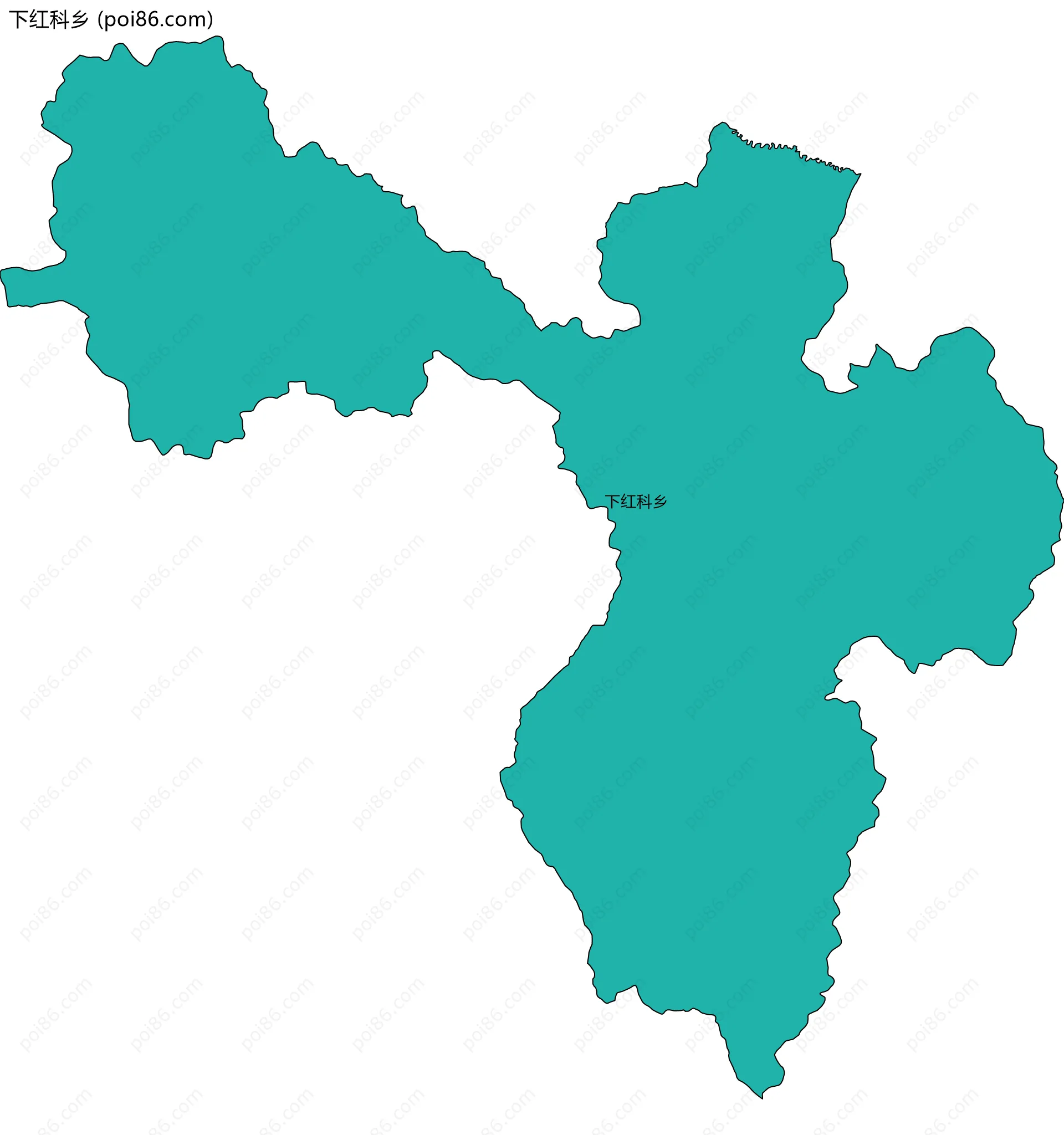 下红科乡边界地图(五级行政区划)