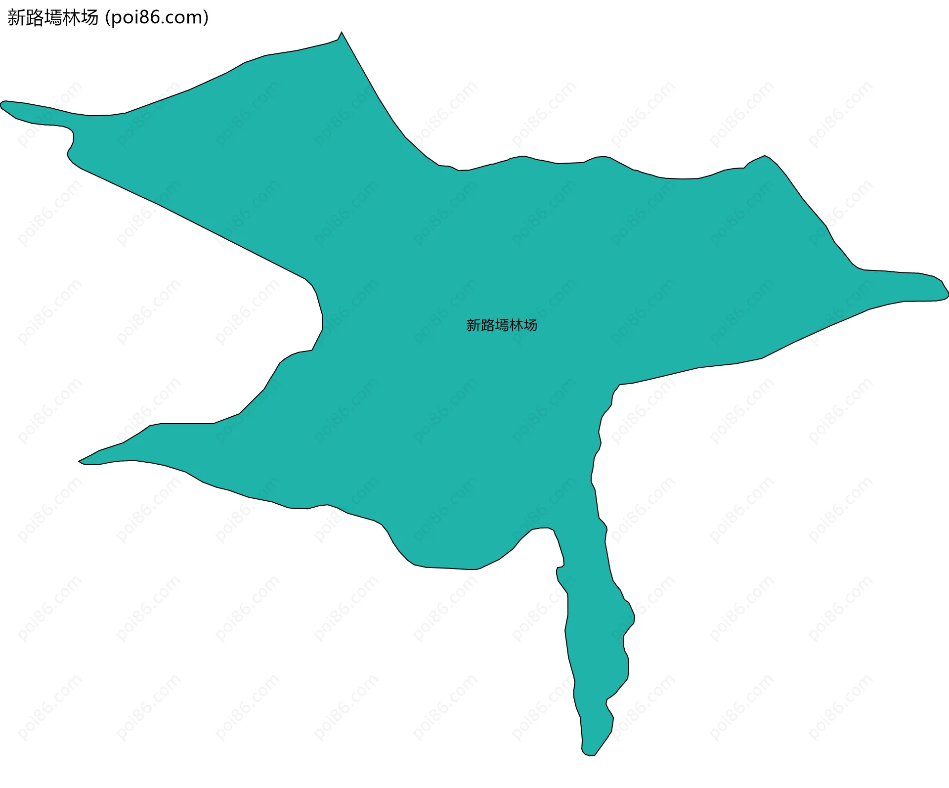 新路墕林场边界地图(五级行政区划)
