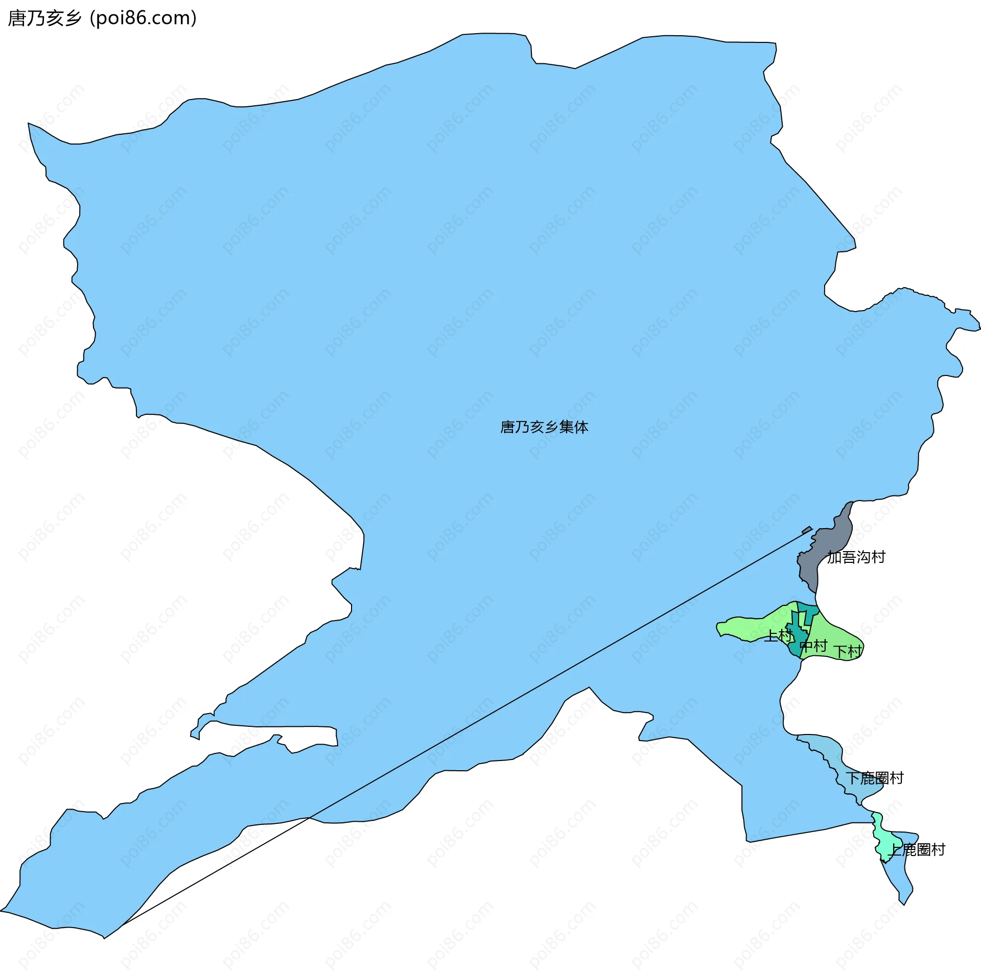 唐乃亥乡边界地图(五级行政区划)