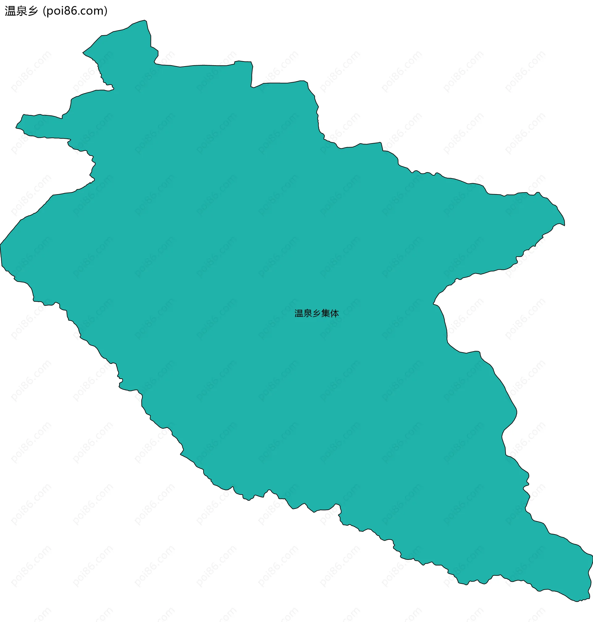 温泉乡边界地图(五级行政区划)