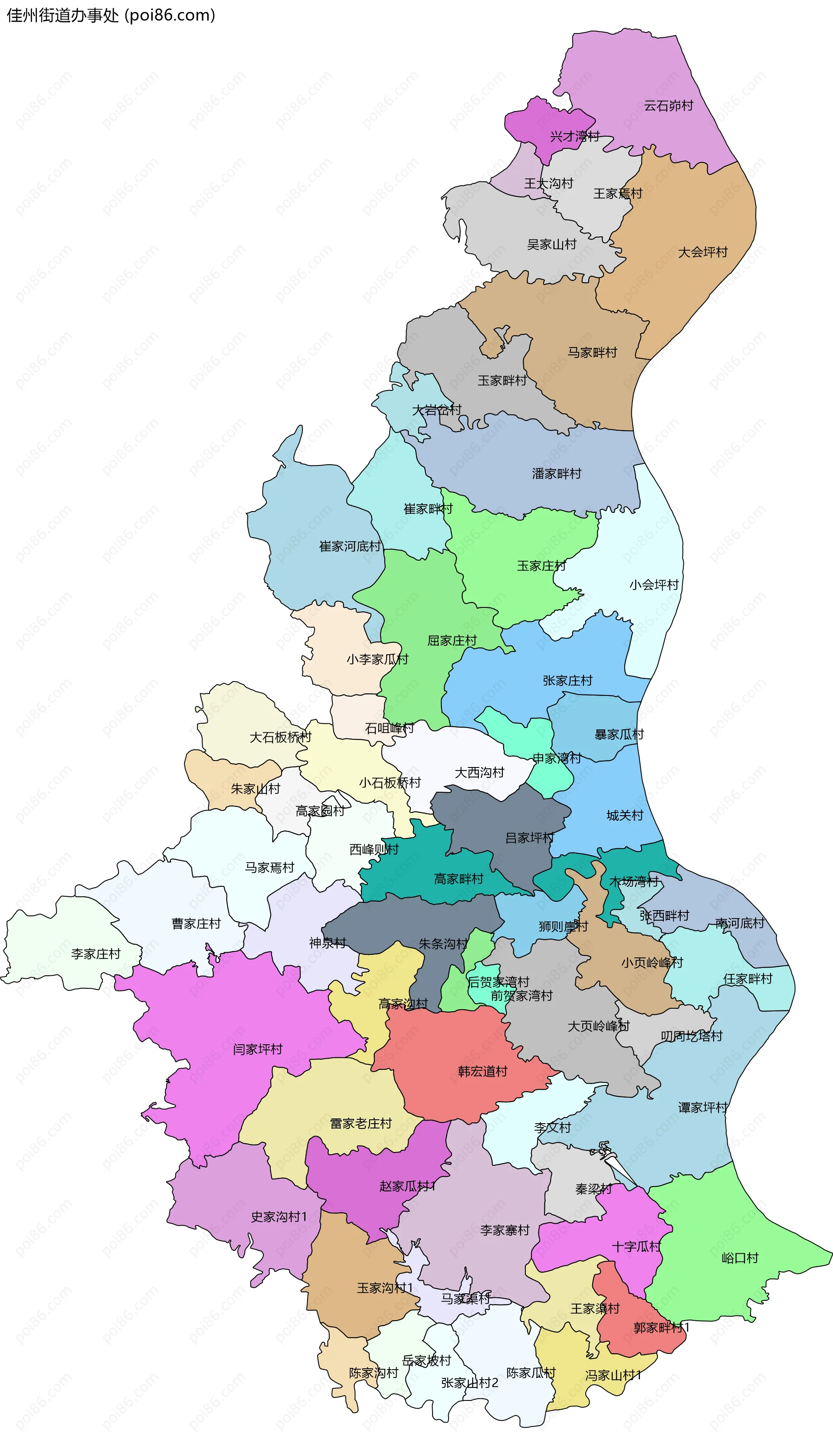 佳州街道办事处边界地图(五级行政区划)