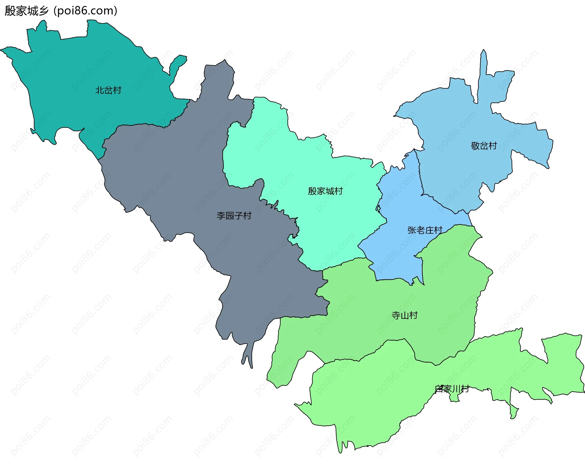 殷家城乡边界地图(五级行政区划)