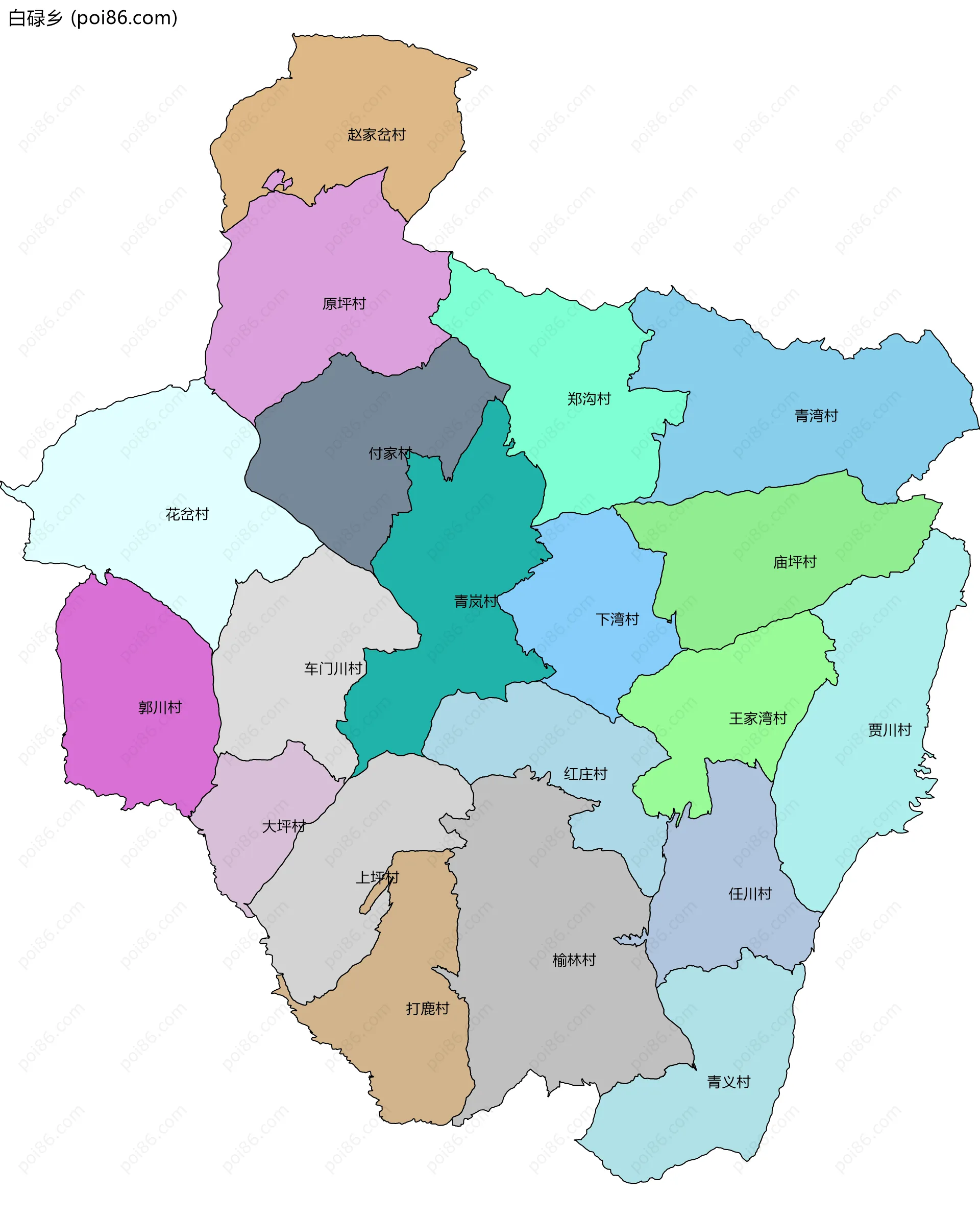 白碌乡边界地图(五级行政区划)