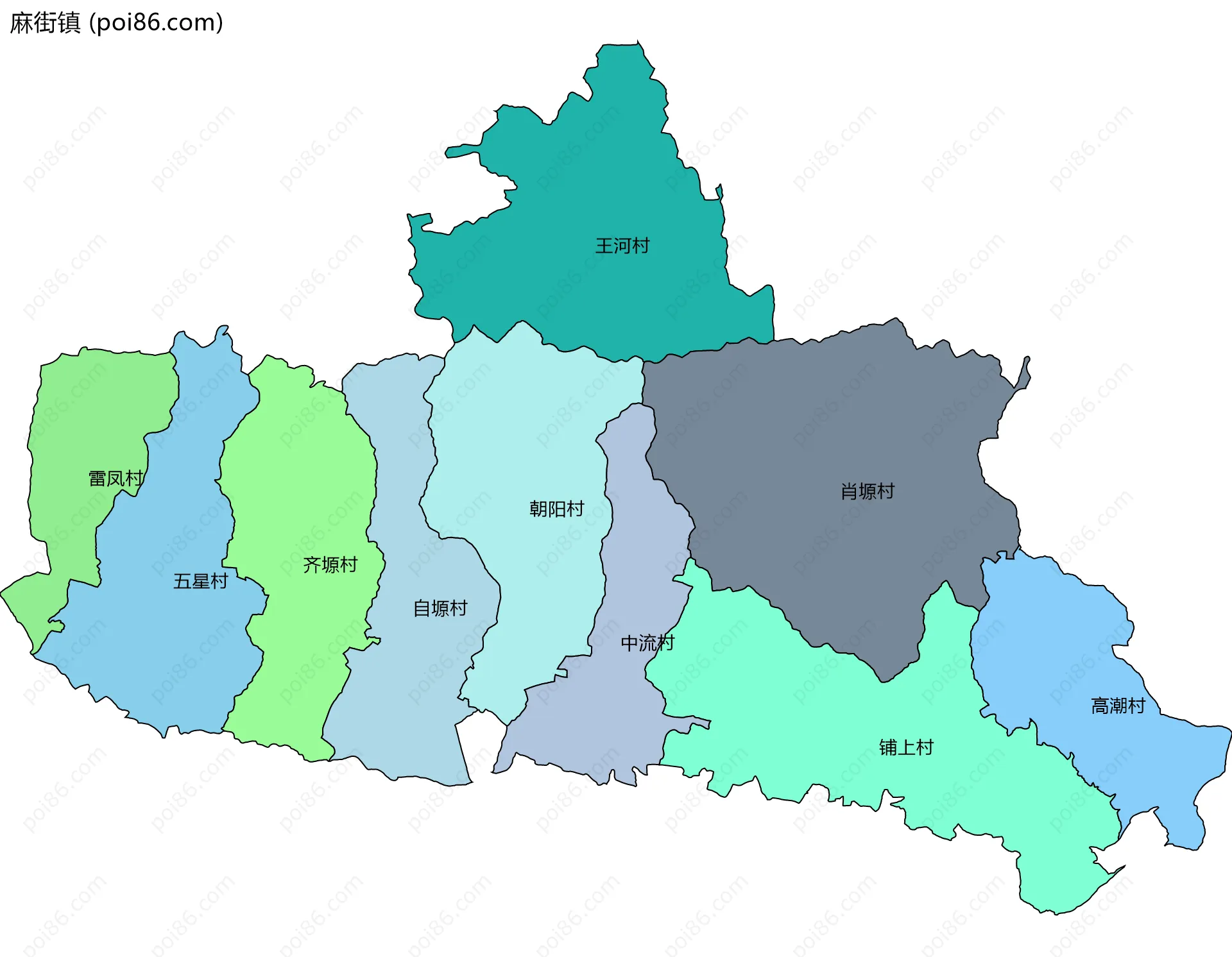 麻街镇边界地图(五级行政区划)
