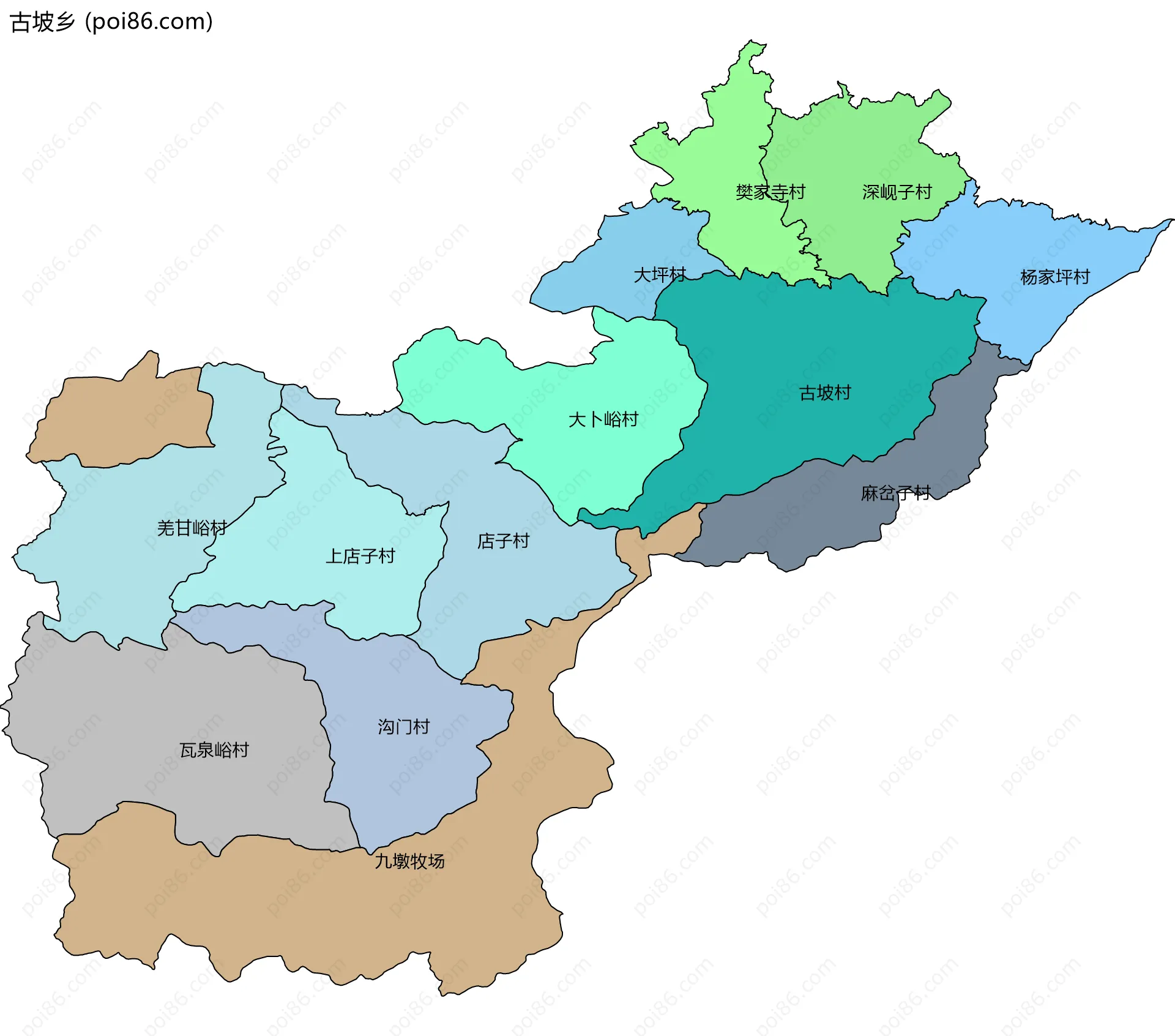 古坡乡边界地图(五级行政区划)