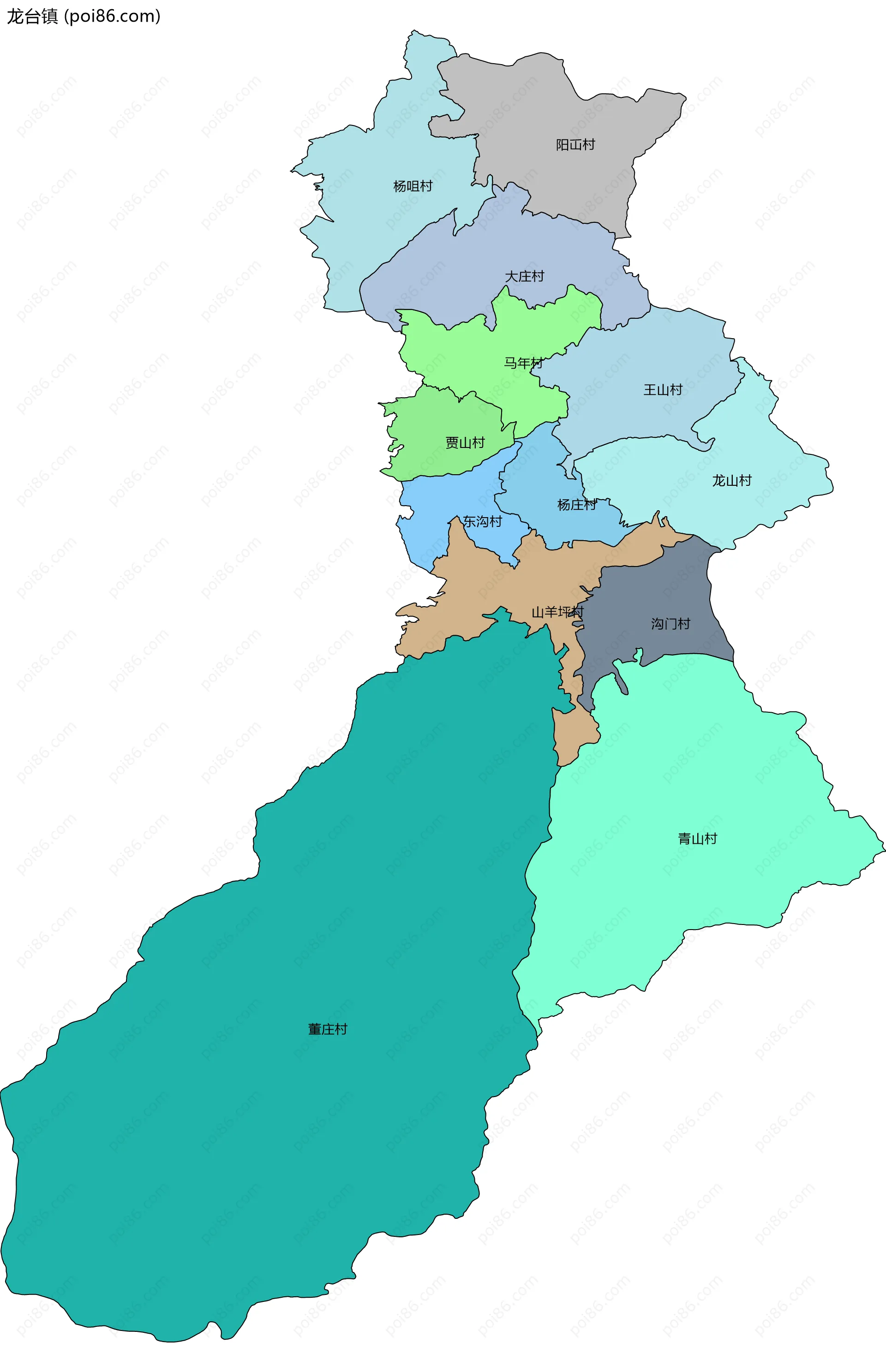 龙台镇边界地图(五级行政区划)