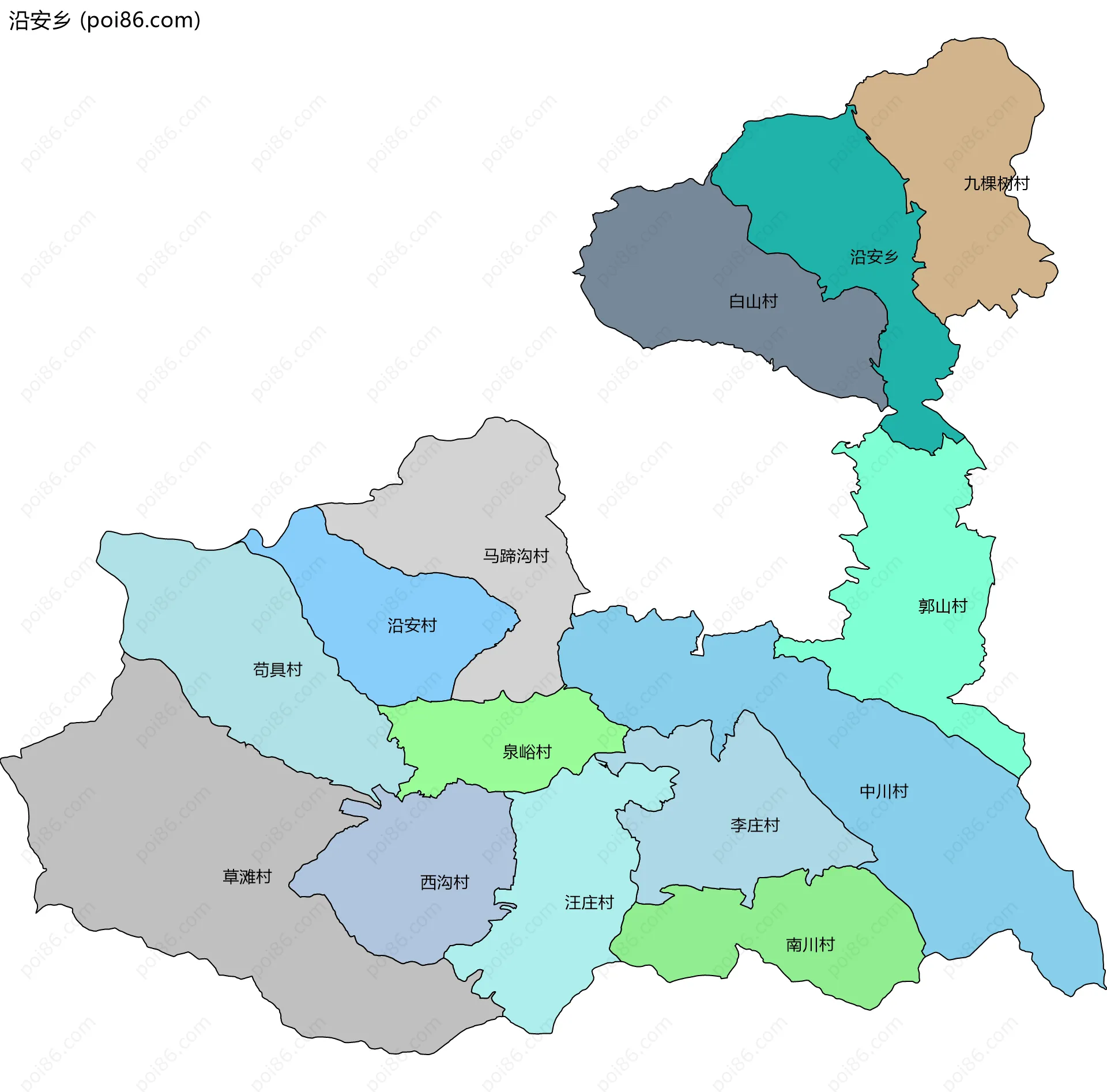 沿安乡边界地图(五级行政区划)
