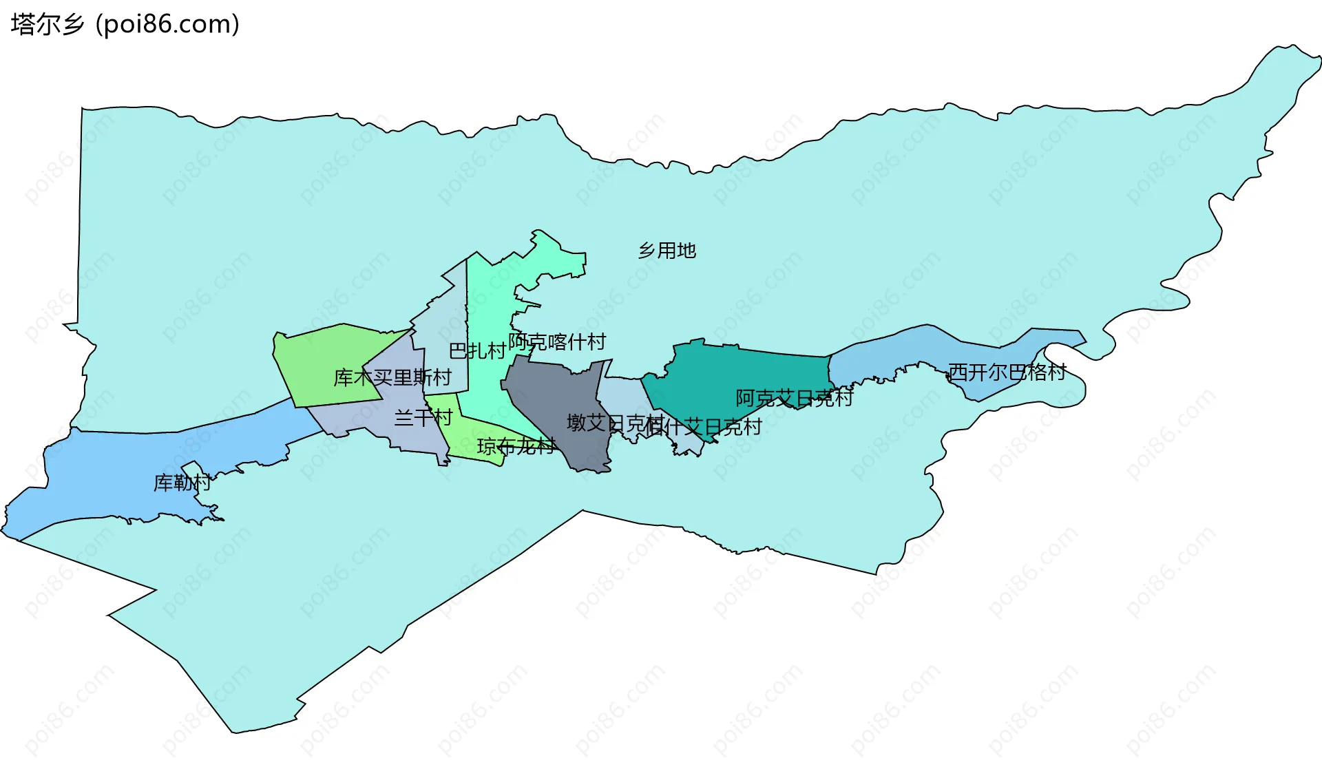 塔尔乡边界地图(五级行政区划)