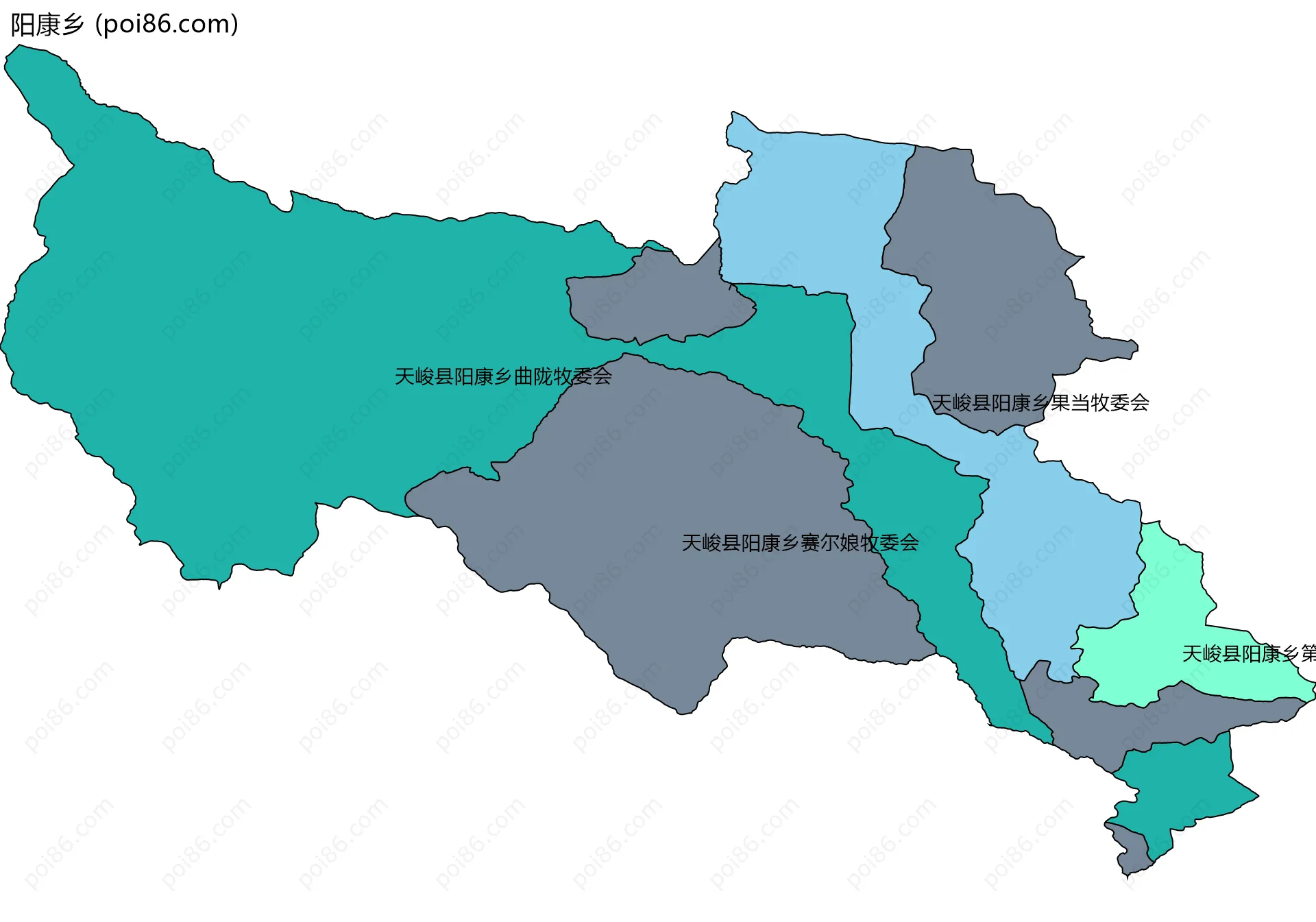 阳康乡边界地图(五级行政区划)