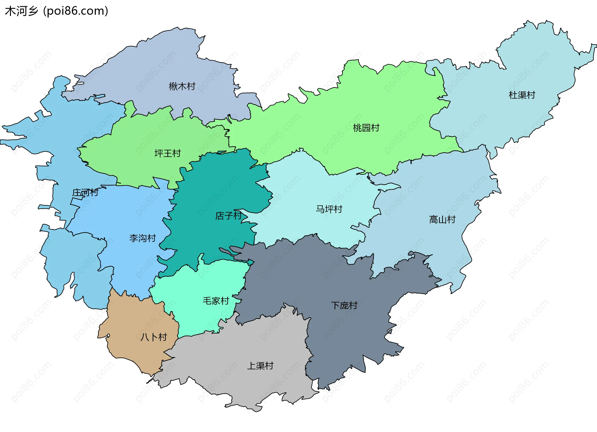 木河乡边界地图(五级行政区划)