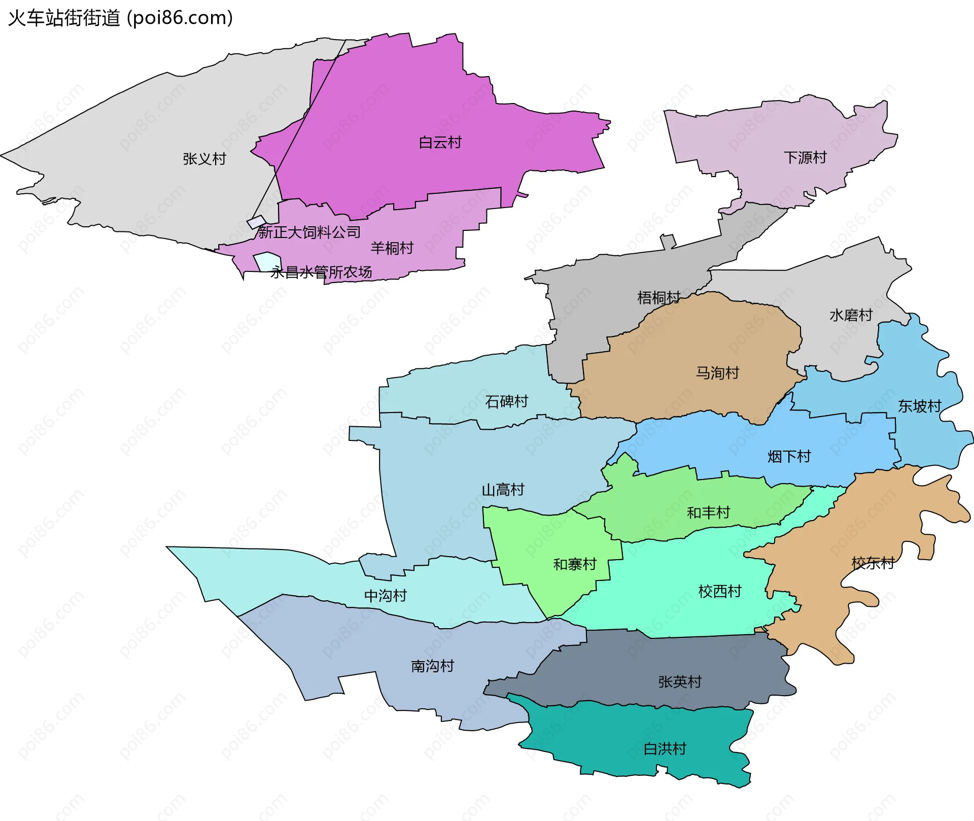 火车站街街道边界地图(五级行政区划)