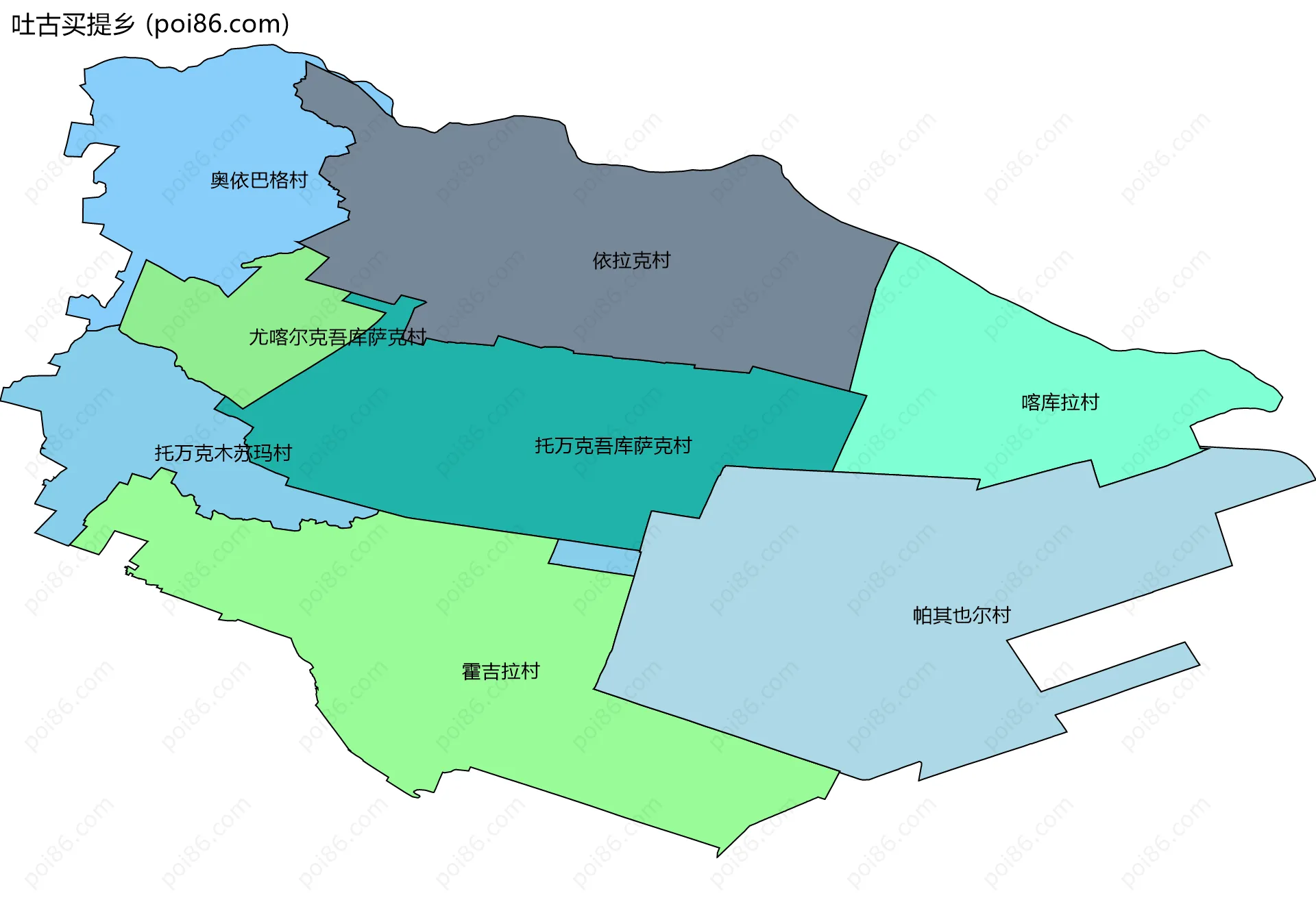 吐古买提乡边界地图(五级行政区划)