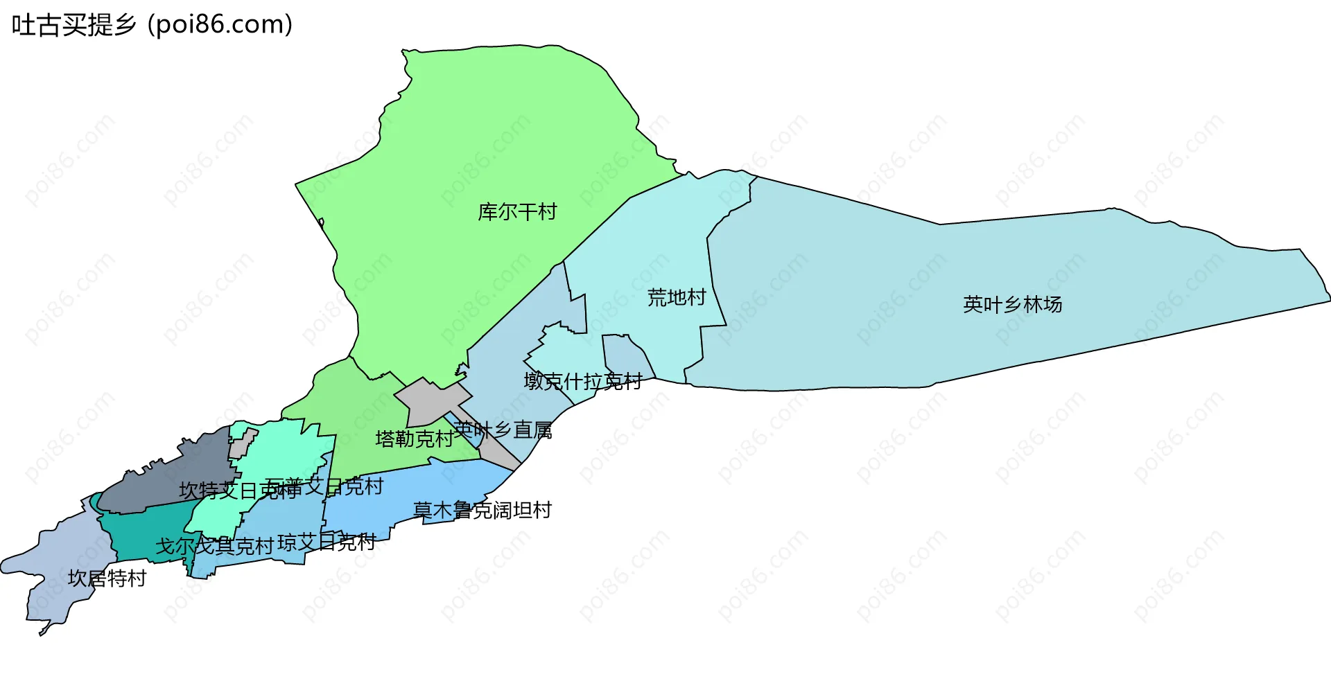 吐古买提乡边界地图(五级行政区划)