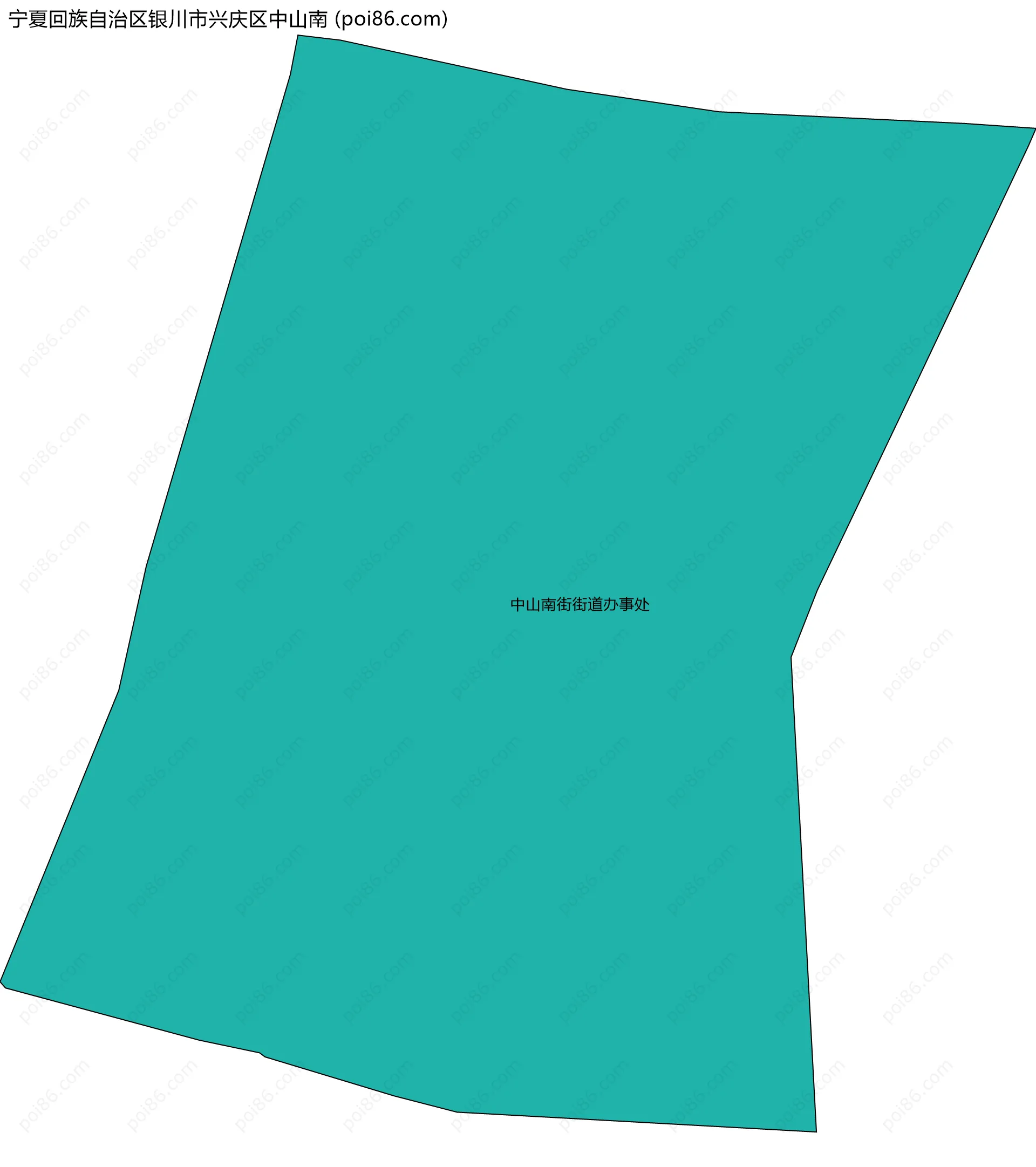 宁夏回族自治区银川市兴庆区中山南边界地图(五级行政区划)