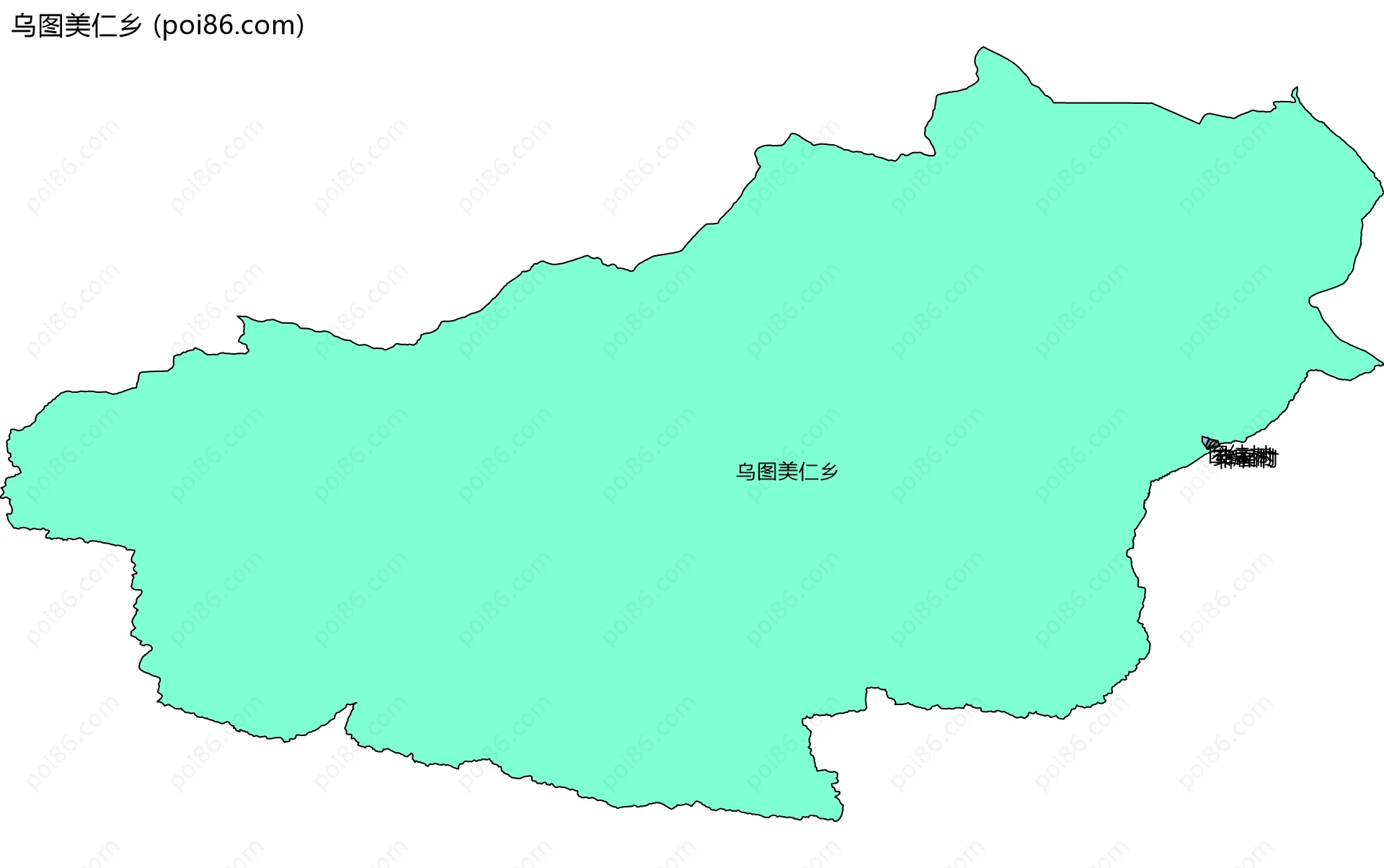 乌图美仁乡边界地图(五级行政区划)