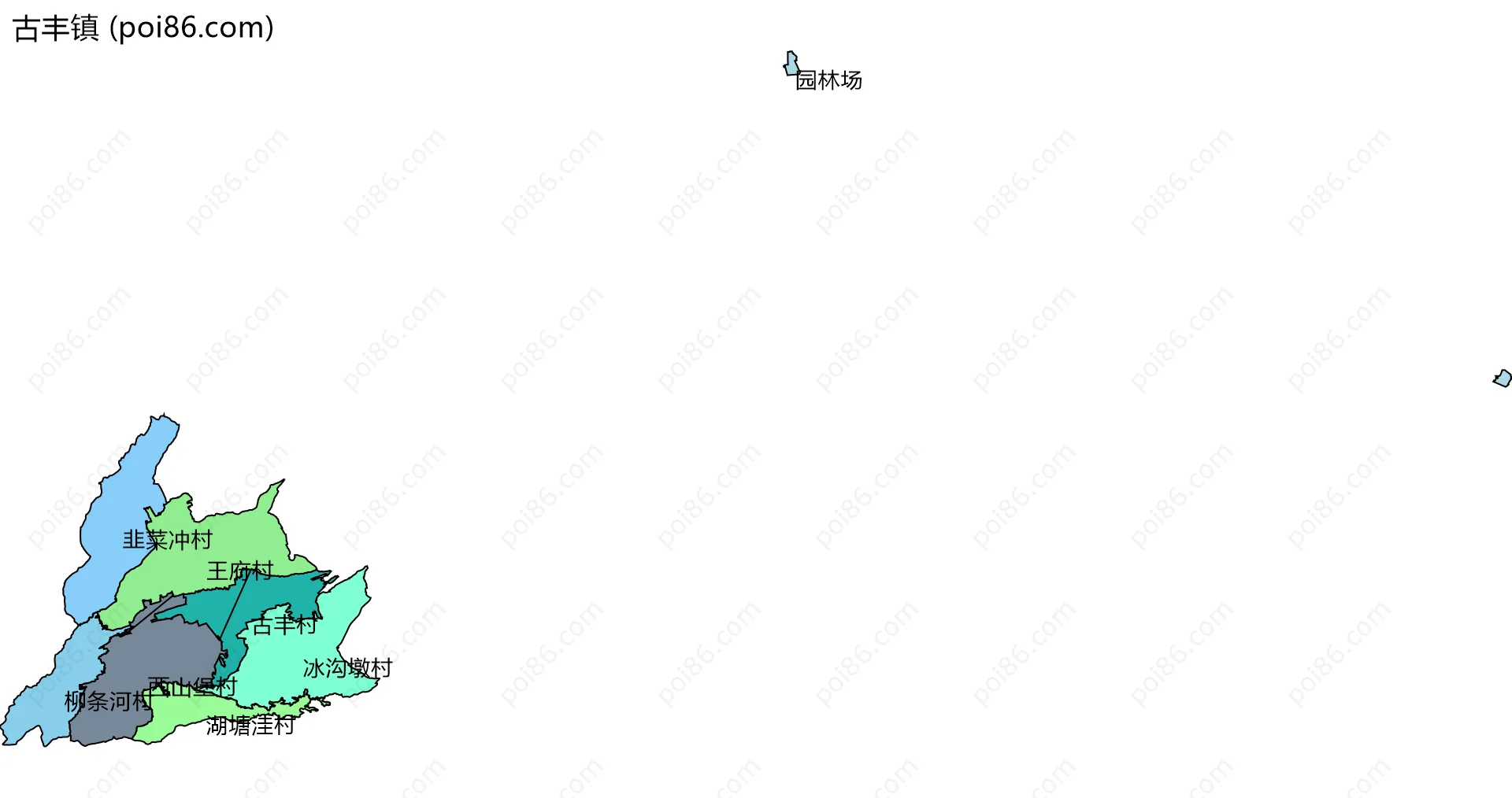 古丰镇边界地图(五级行政区划)