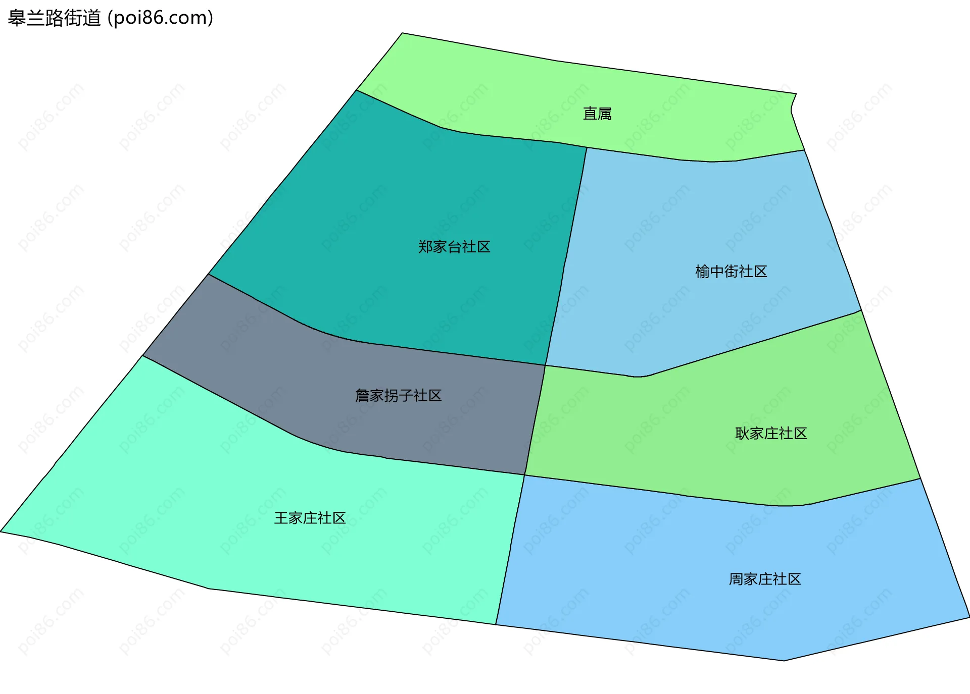 皋兰路街道边界地图(五级行政区划)