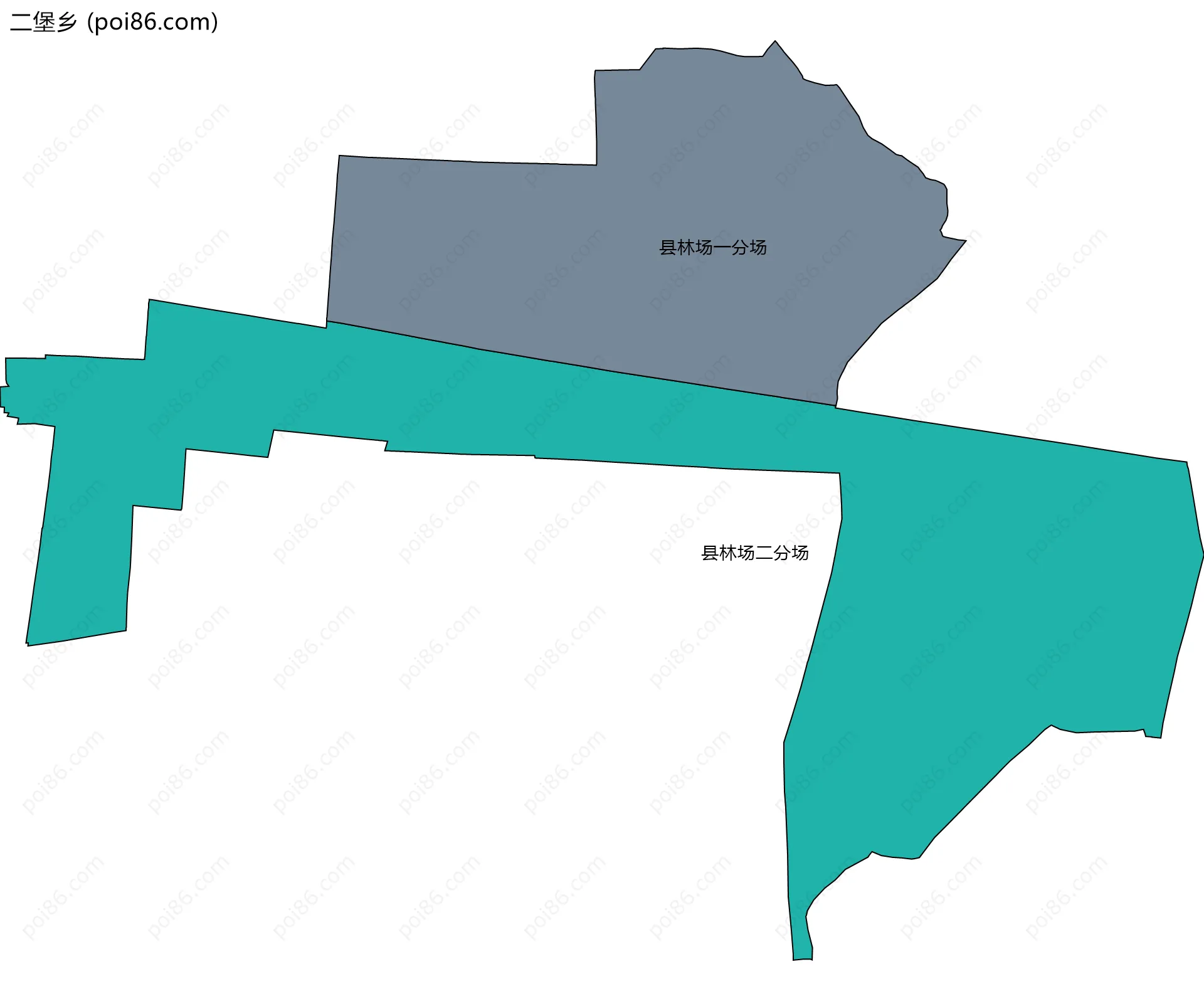 二堡乡边界地图(五级行政区划)