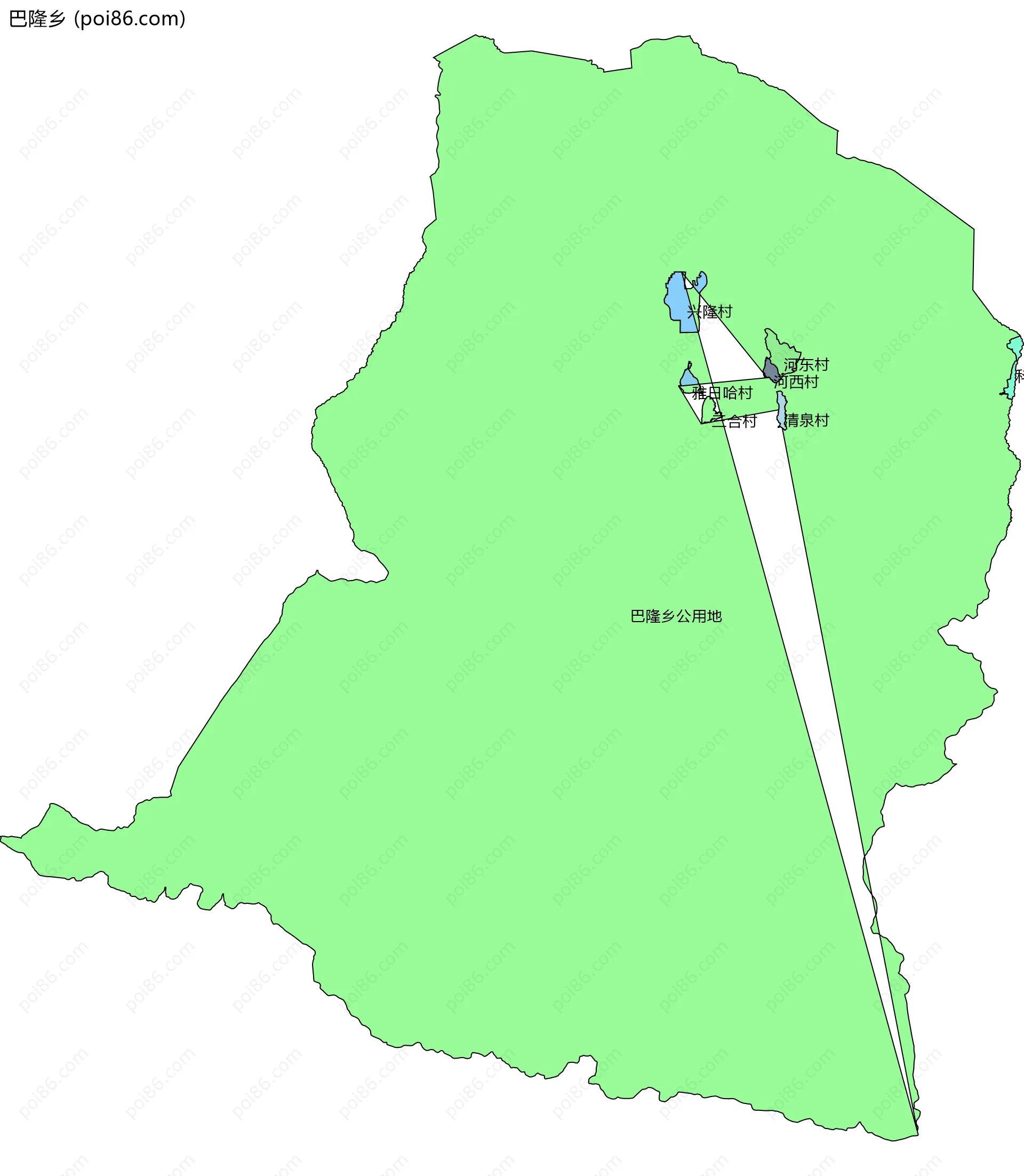 巴隆乡边界地图(五级行政区划)