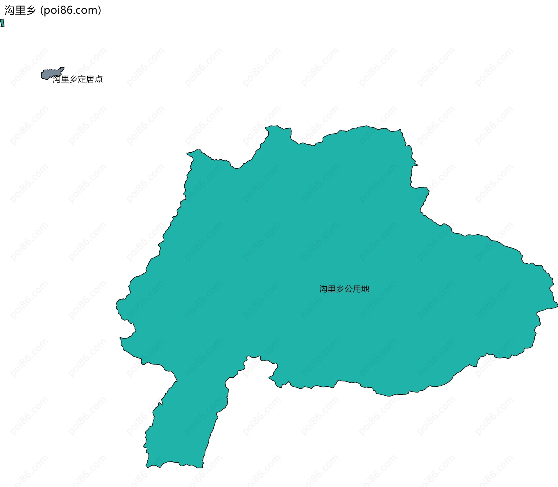 沟里乡边界地图(五级行政区划)