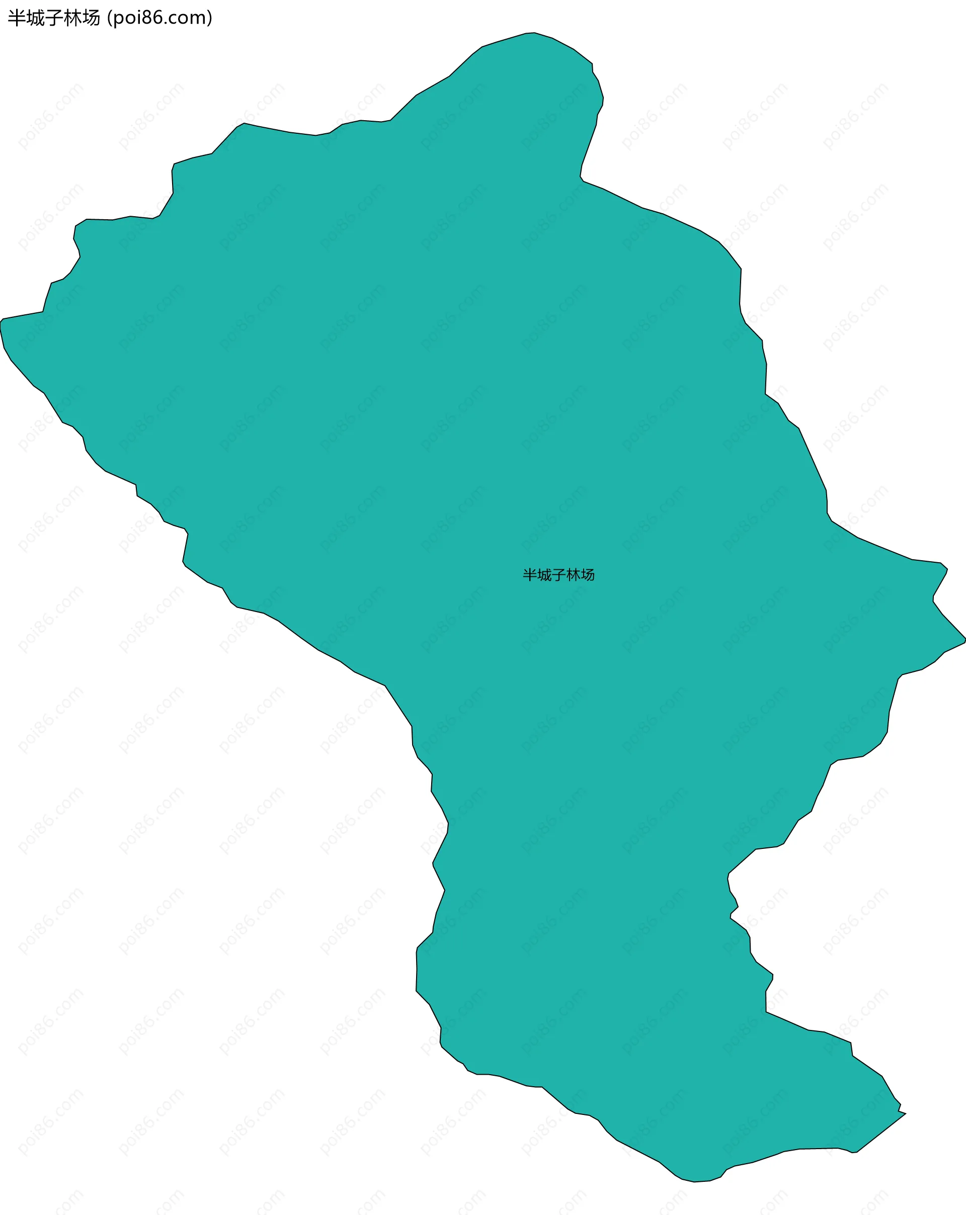 半城子林场边界地图(五级行政区划)