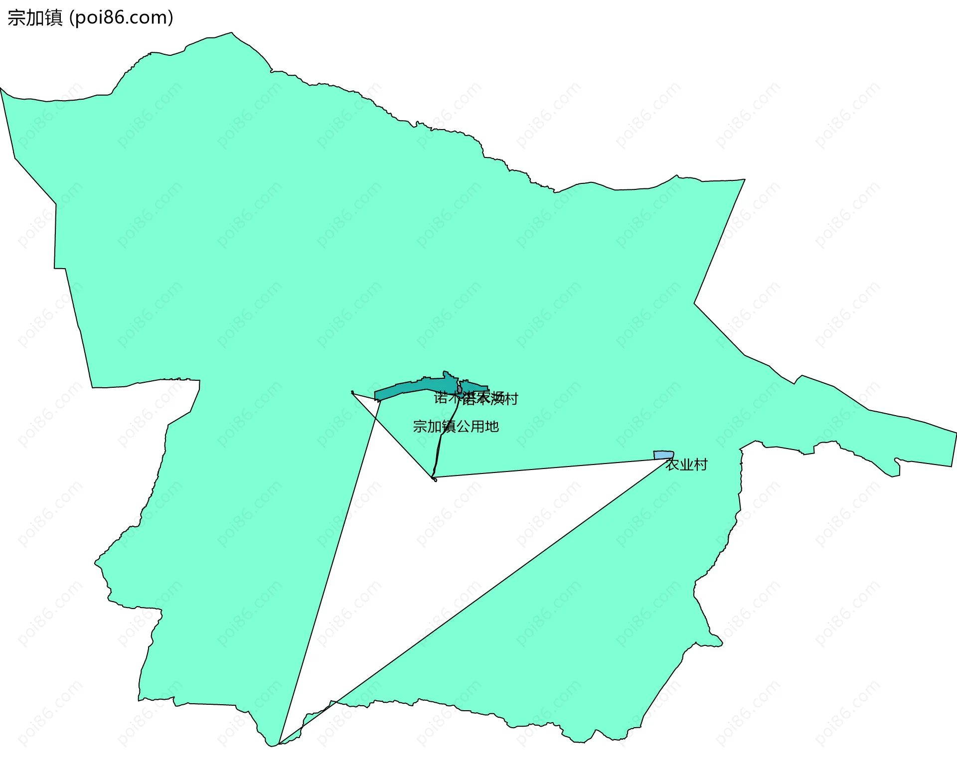 宗加镇边界地图(五级行政区划)