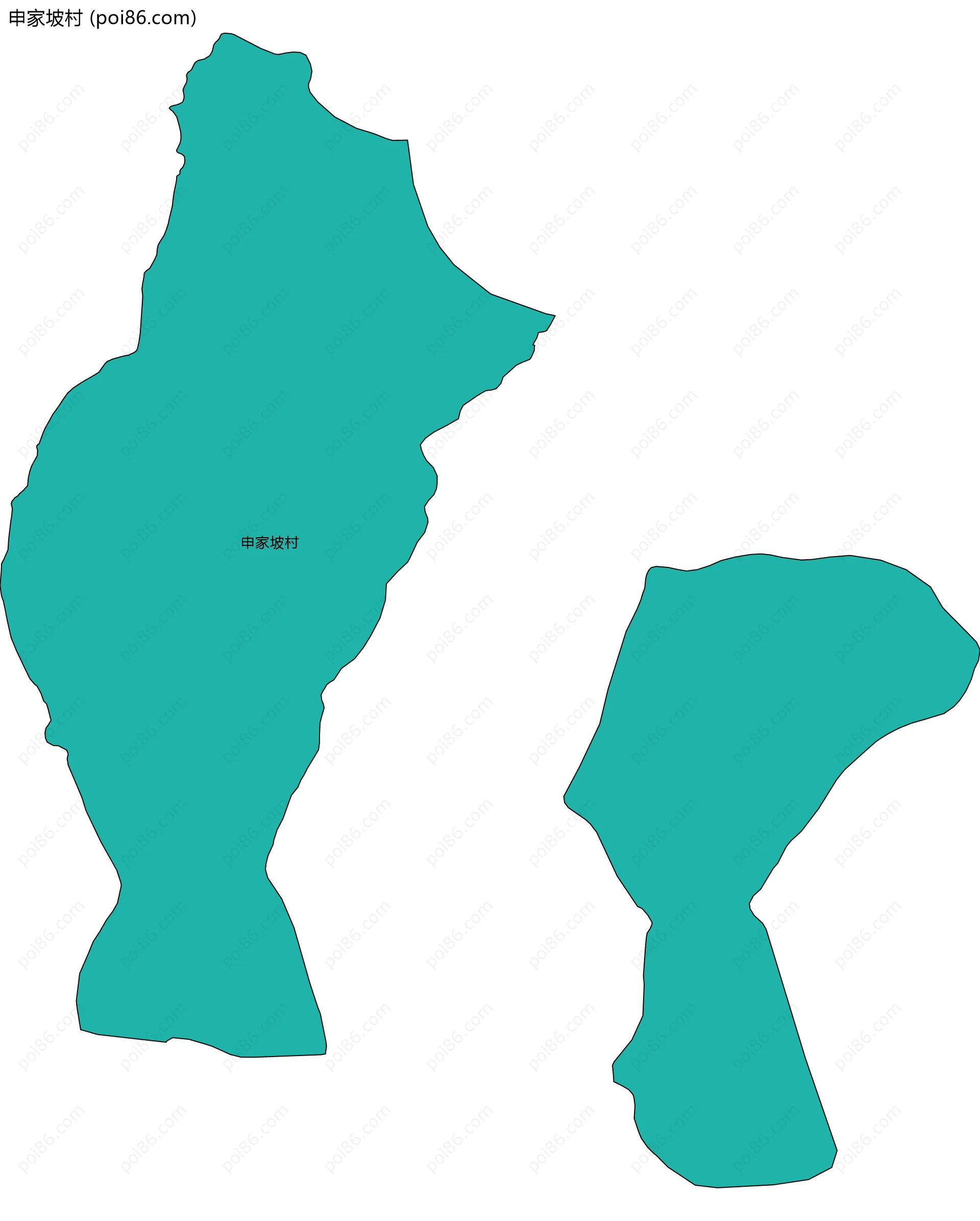 申家坡村边界地图