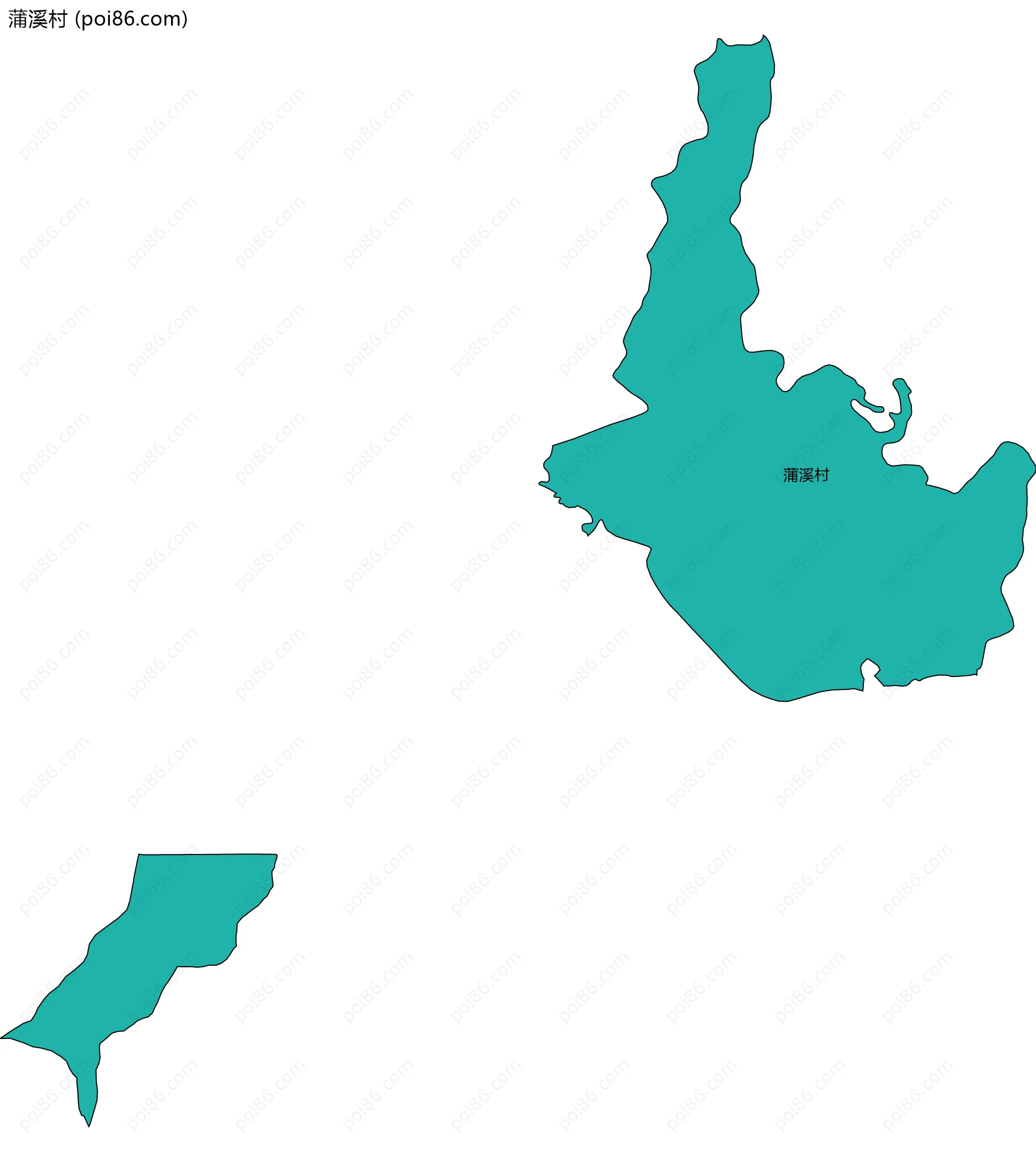 蒲溪村边界地图