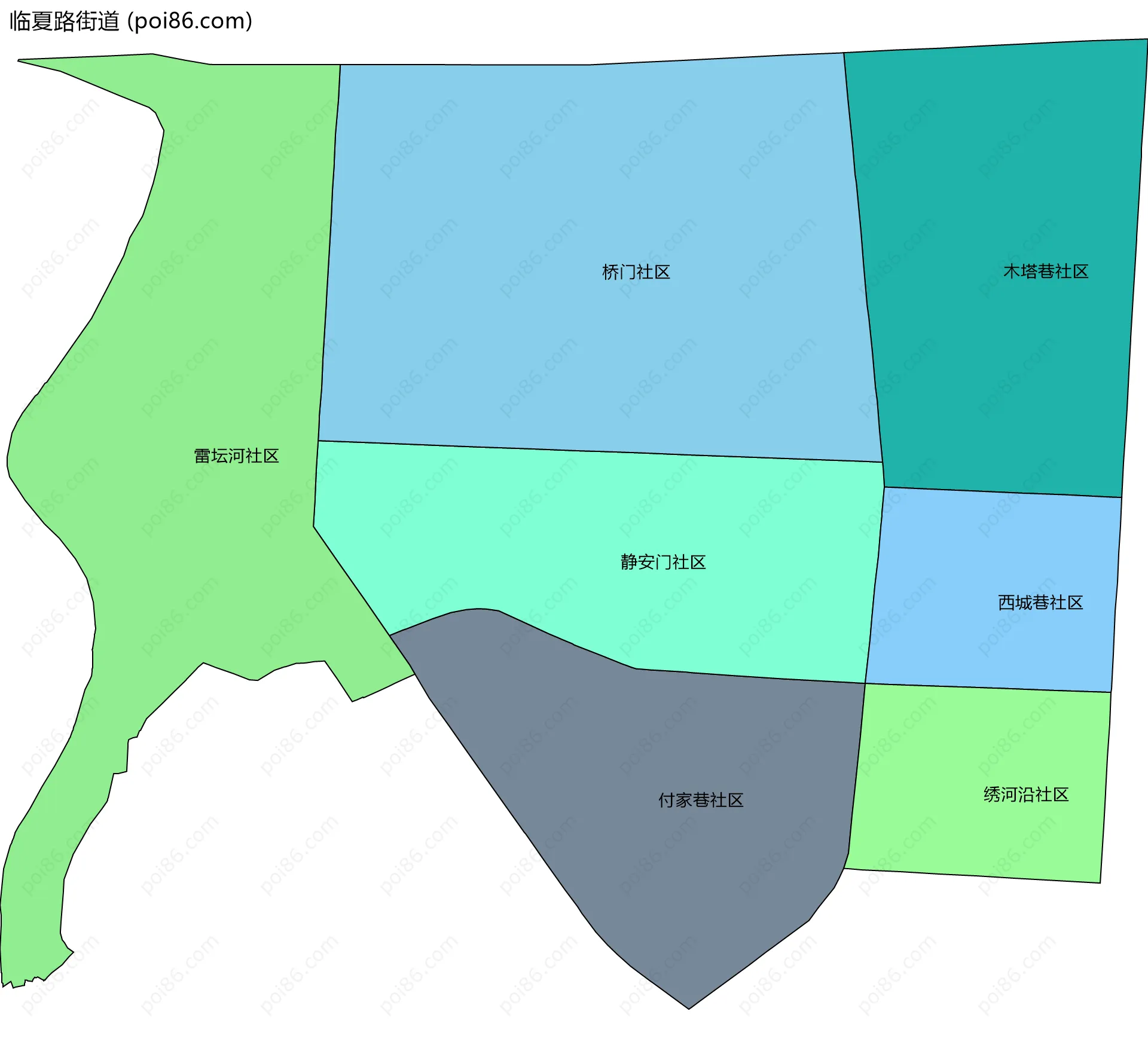 临夏路街道边界地图(五级行政区划)