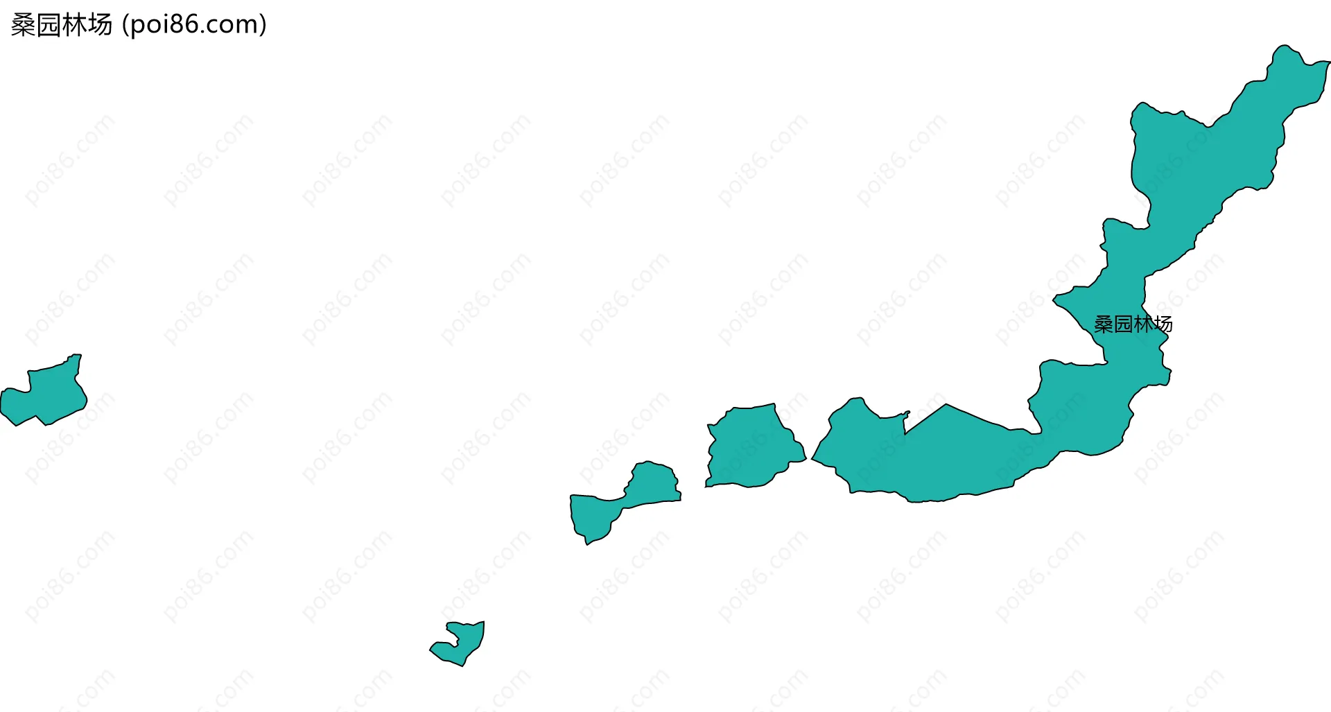 桑园林场边界地图(五级行政区划)