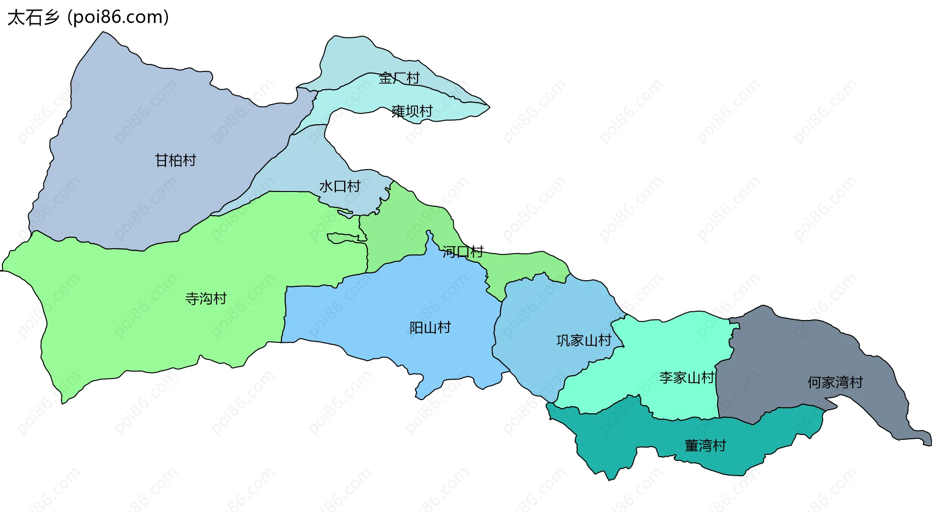 太石乡边界地图(五级行政区划)