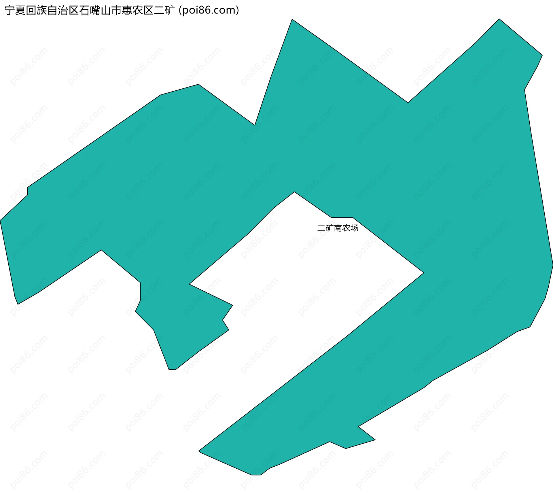 宁夏回族自治区石嘴山市惠农区二矿边界地图(五级行政区划)