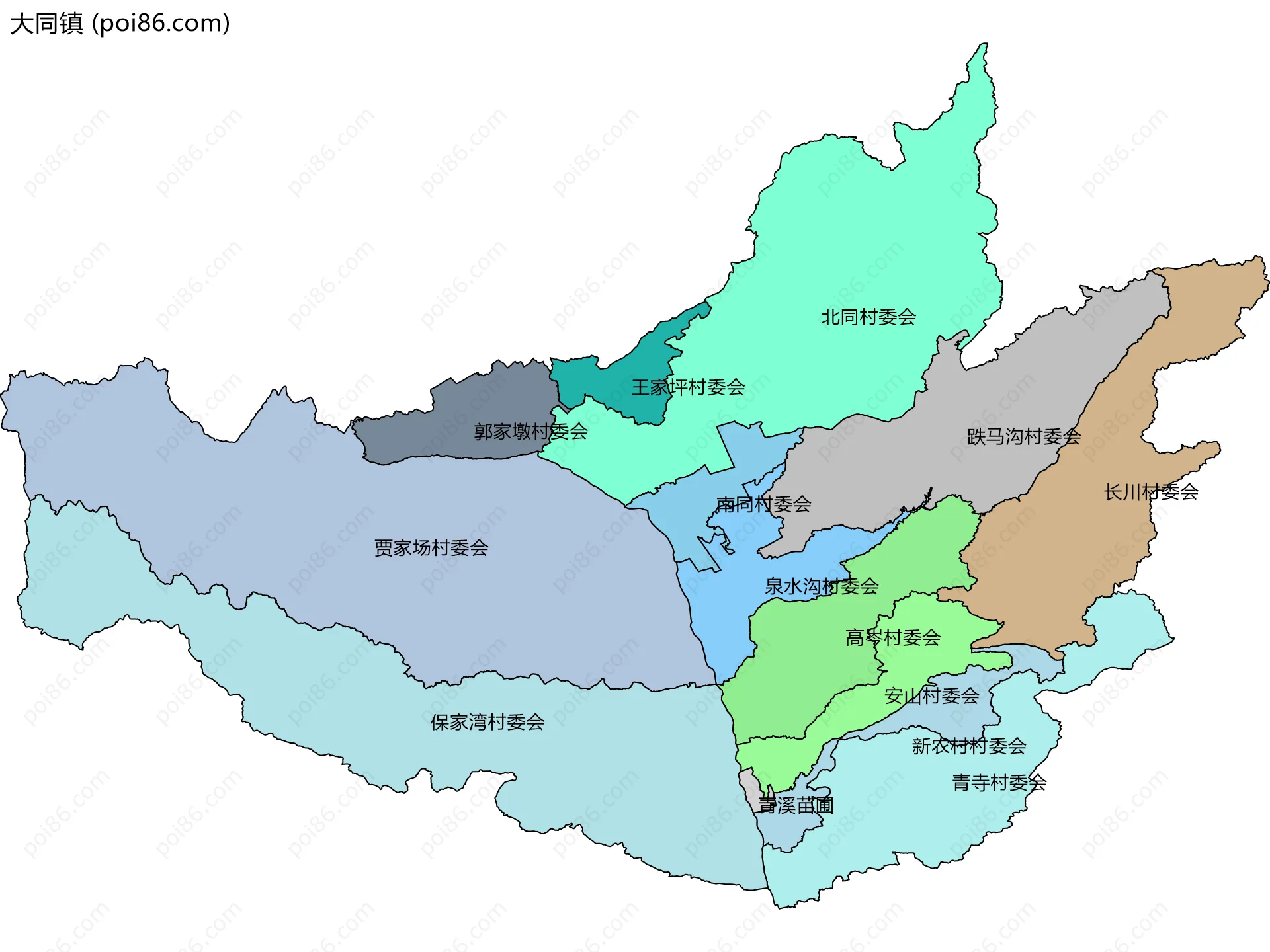 大同镇边界地图(五级行政区划)