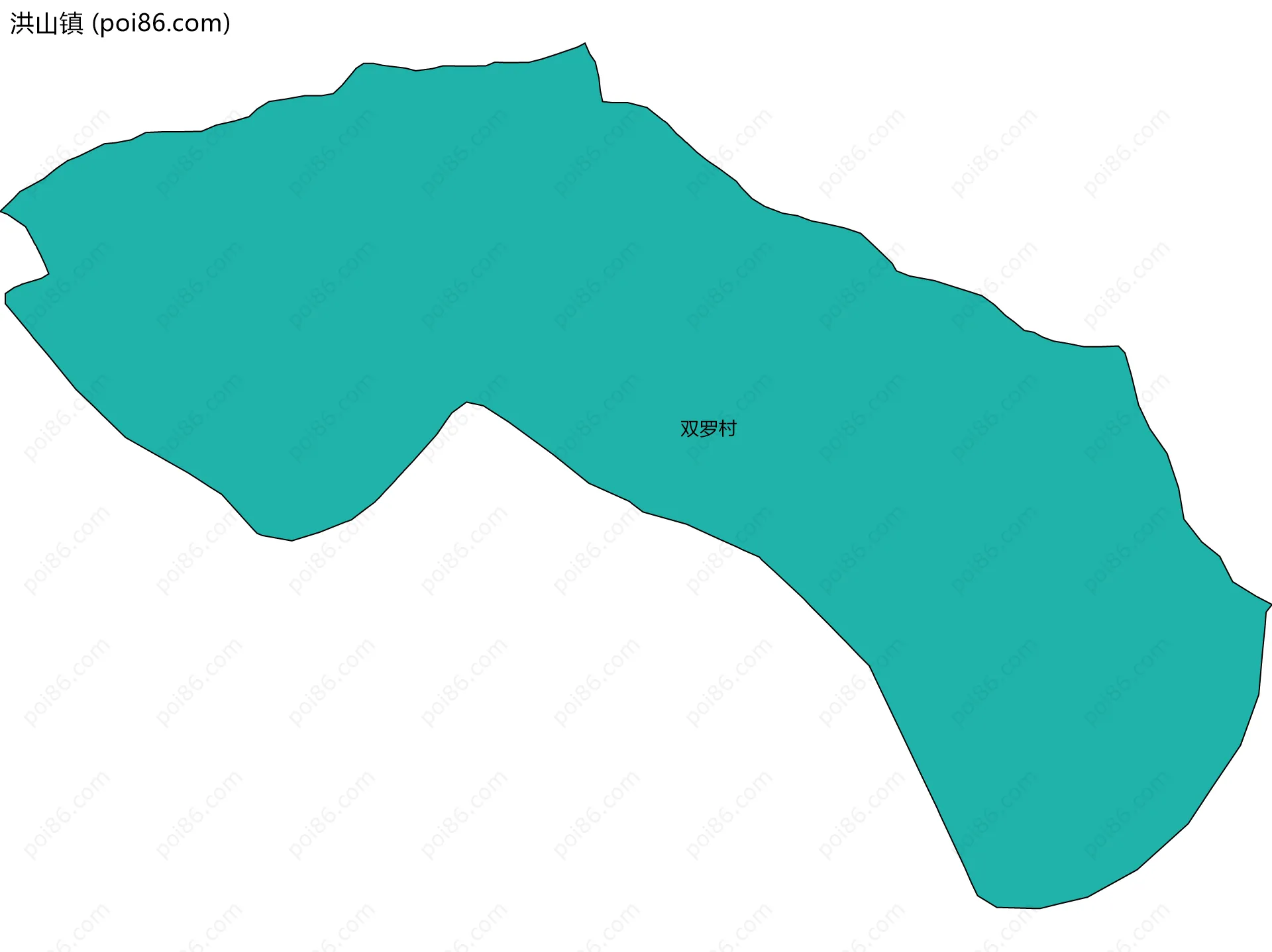 洪山镇边界地图(五级行政区划)