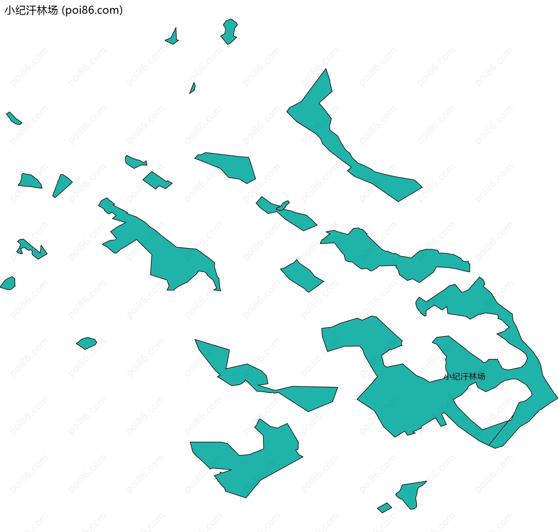 小纪汗林场边界地图(五级行政区划)