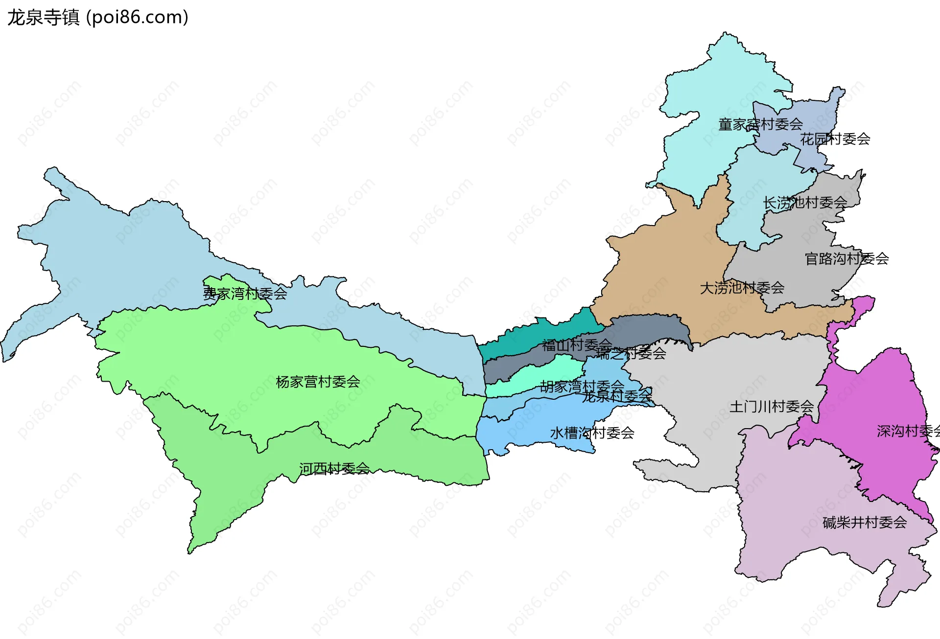 龙泉寺镇边界地图(五级行政区划)