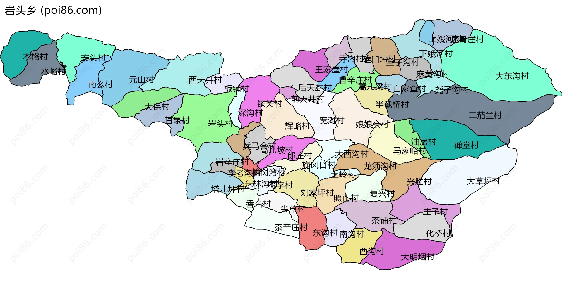 岩头乡边界地图(五级行政区划)