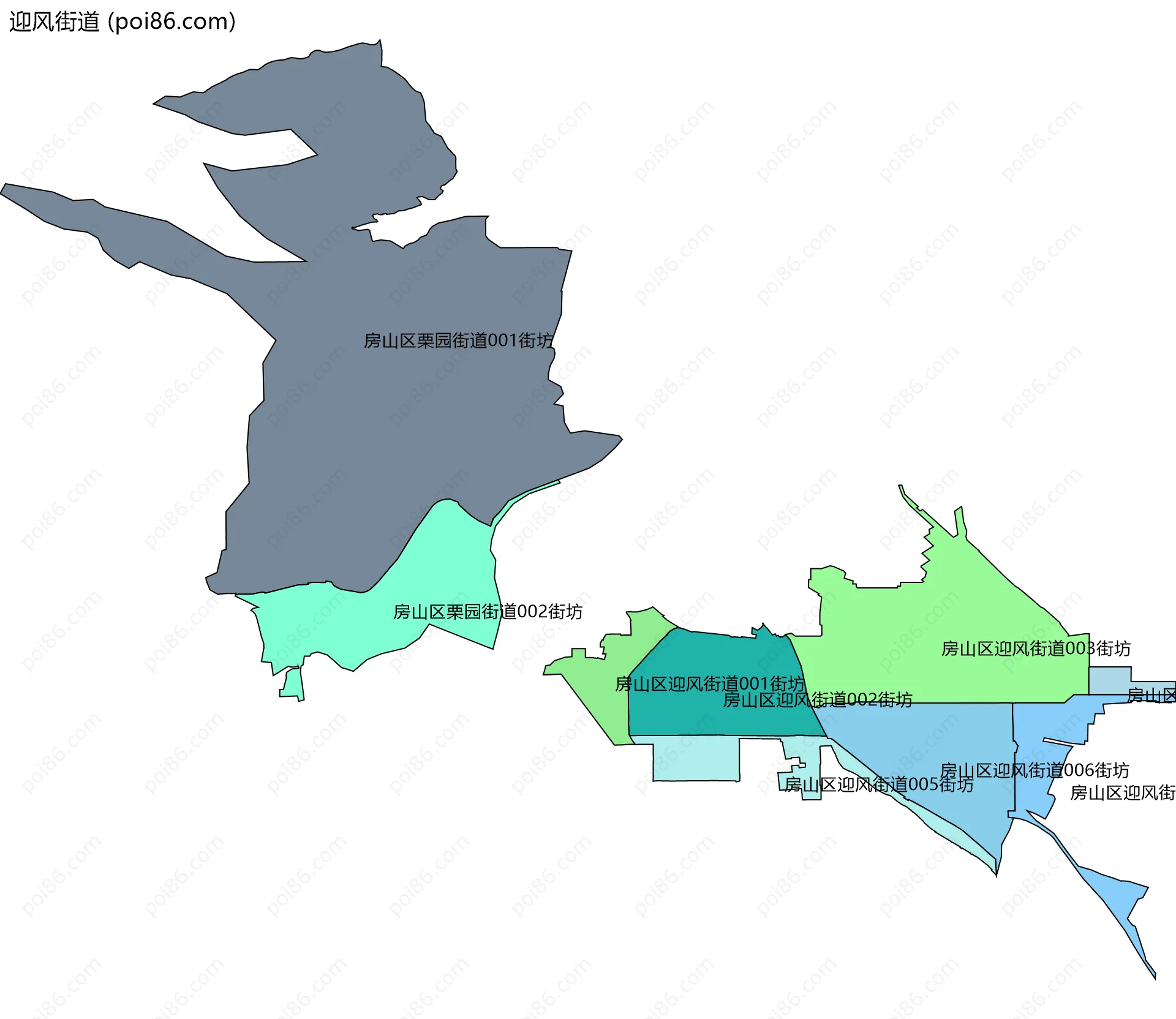 迎风街道边界地图(五级行政区划)