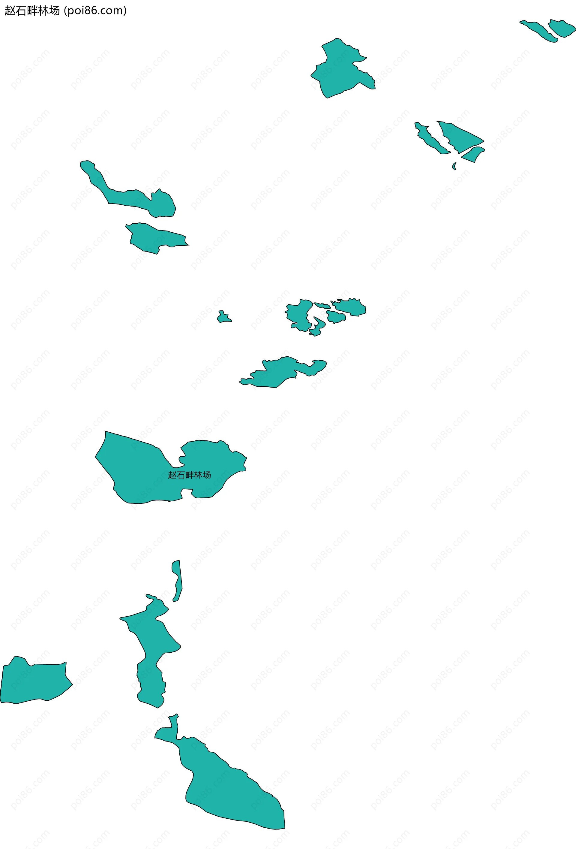 赵石畔林场边界地图(五级行政区划)