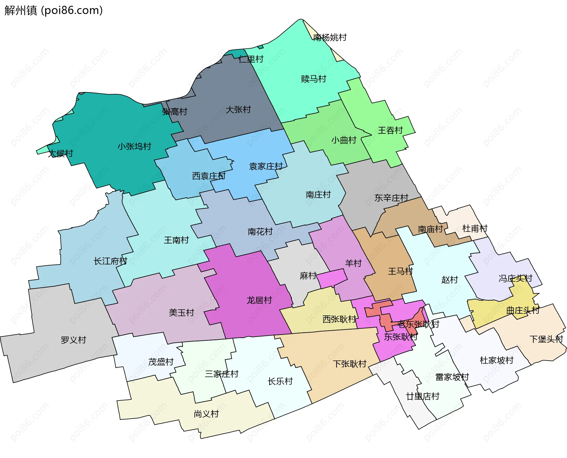 解州镇边界地图(五级行政区划)