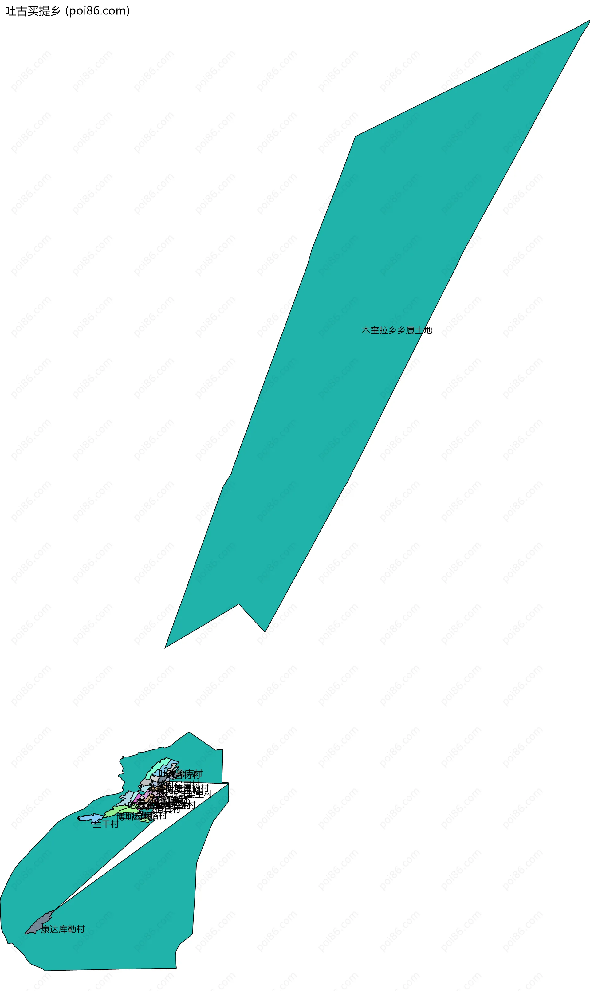 吐古买提乡边界地图(五级行政区划)