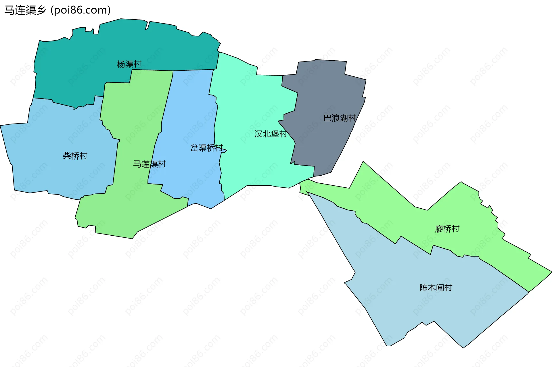 马连渠乡边界地图(五级行政区划)