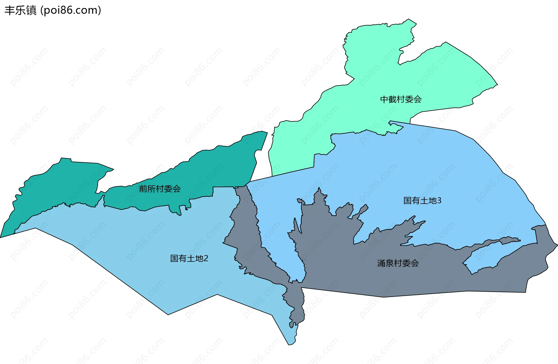 丰乐镇边界地图(五级行政区划)
