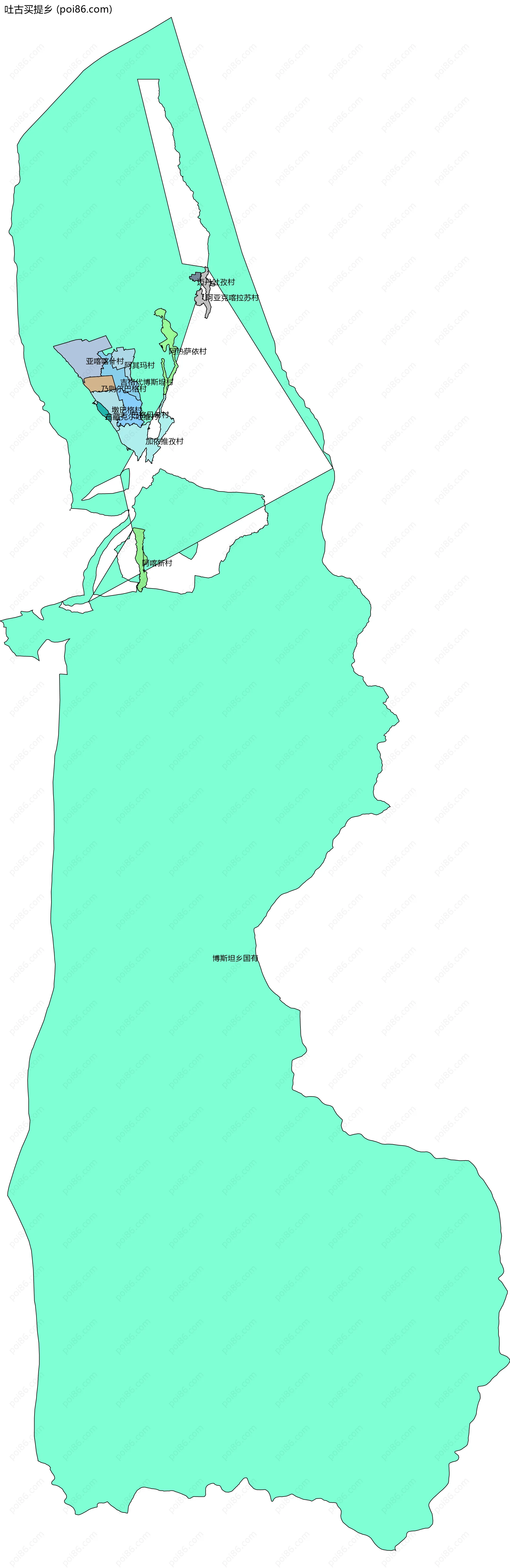 吐古买提乡边界地图(五级行政区划)