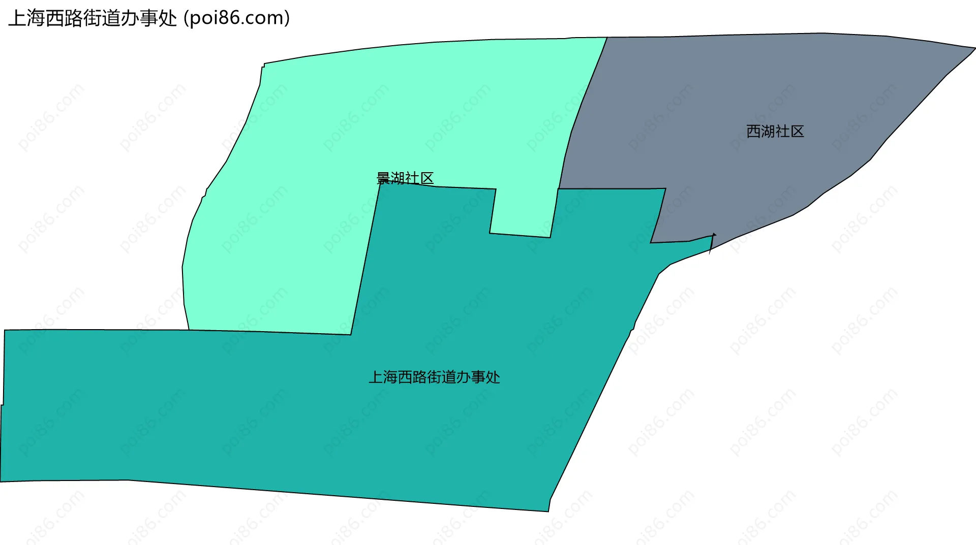 上海西路街道办事处边界地图(五级行政区划)