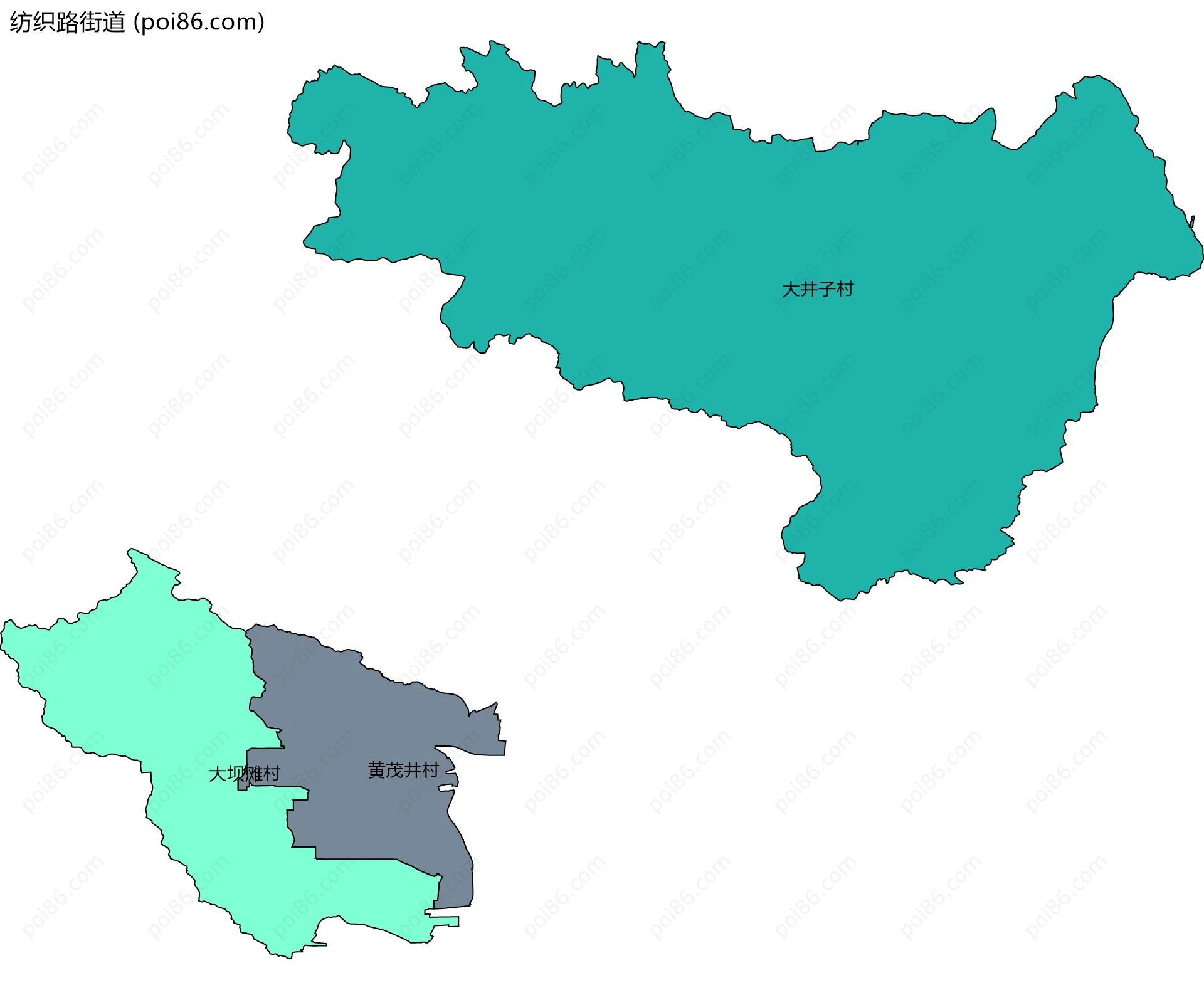 纺织路街道边界地图(五级行政区划)